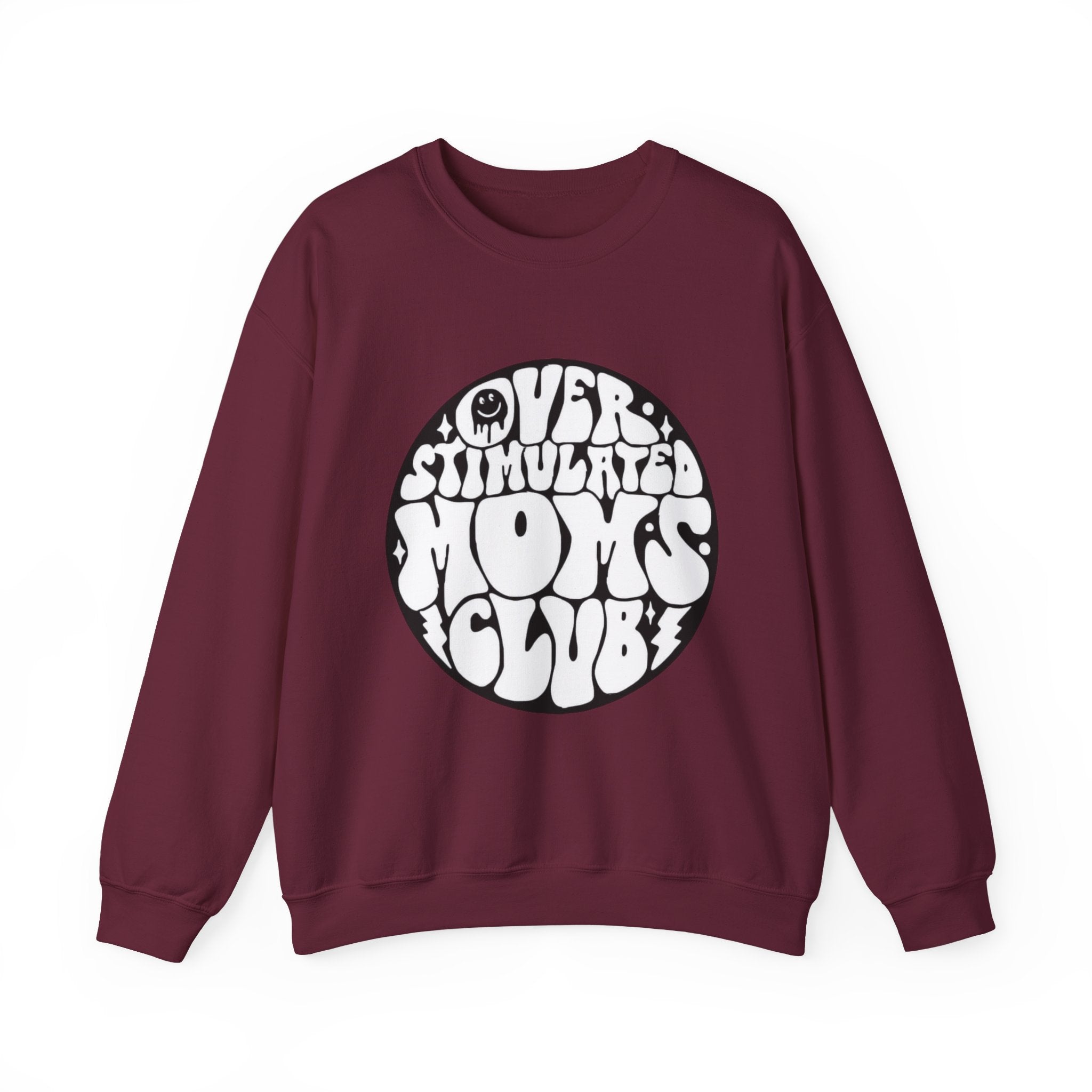 Retro 'Overstimulated Moms Club' Sweatshirt – Vintage Psychedelic Graphic Crewneck
