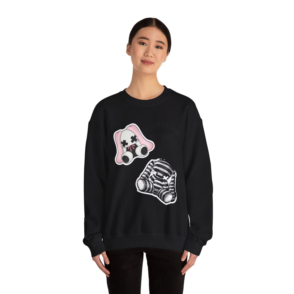 Lil Viper Den bunny Crewneck Sweatshirt — Cute Plush Mask Graphic, Est. 2025