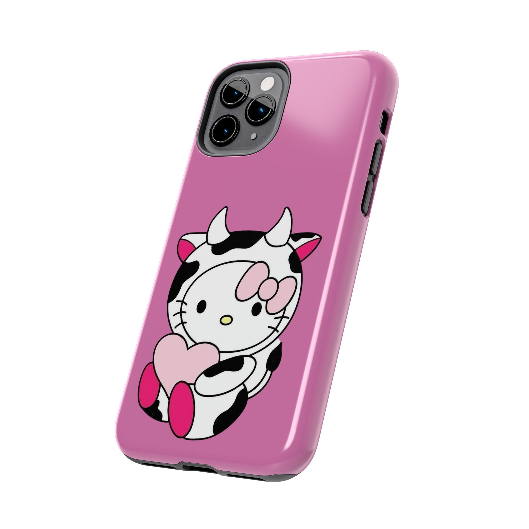 Hello Kitty Cow Cute Tough Phone Case – Pink Heart Protective Cover