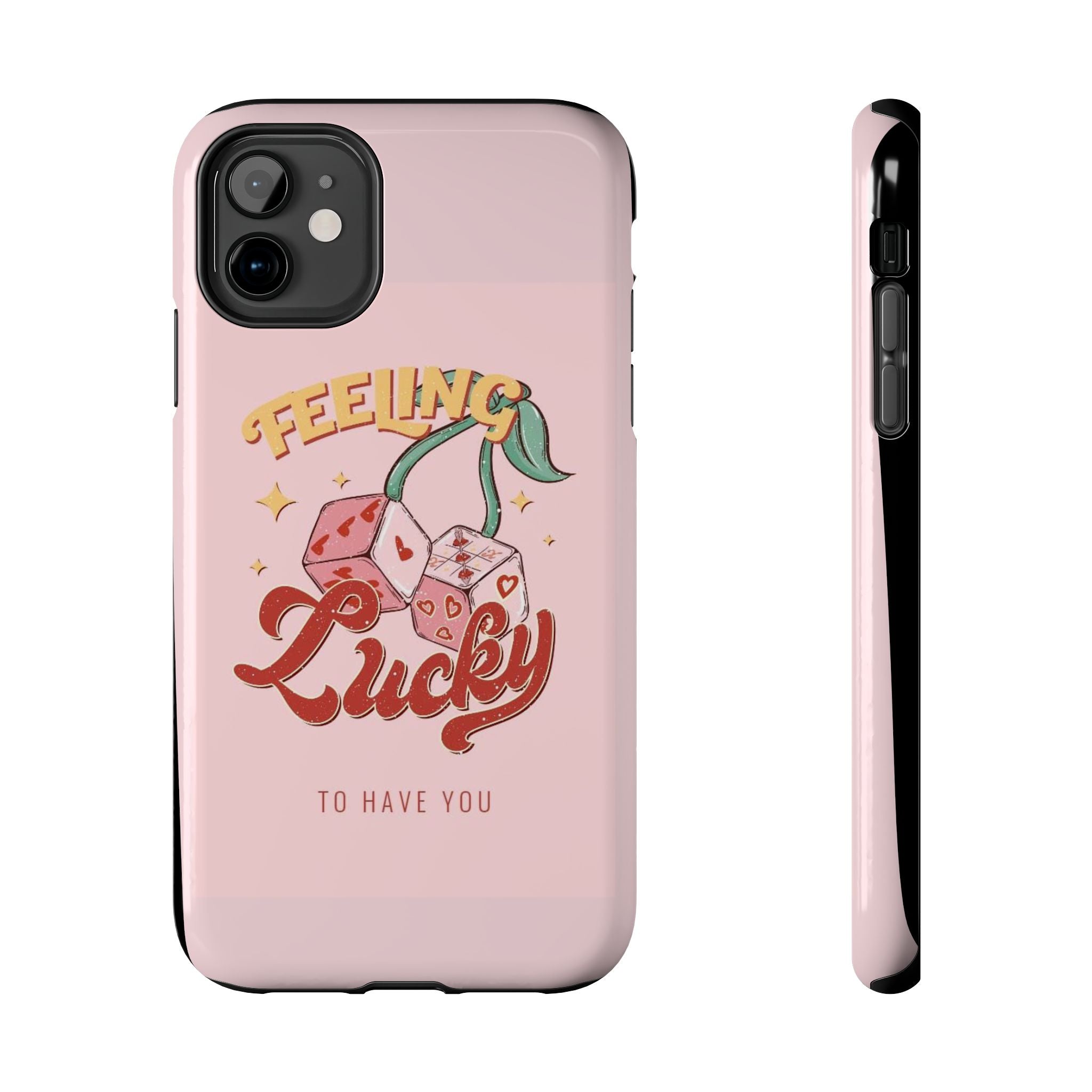 Feeling Lucky Phone Case — Pink Retro Dice Cherry Design