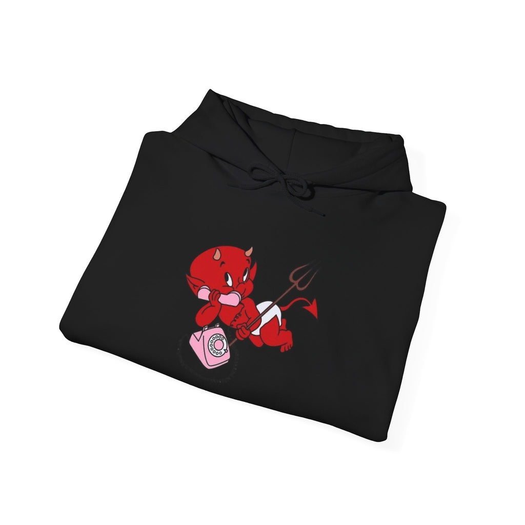 Devil Cupid Hoodie – Playful Valentine Demon Holding Heart Bag Graphic Hoodie