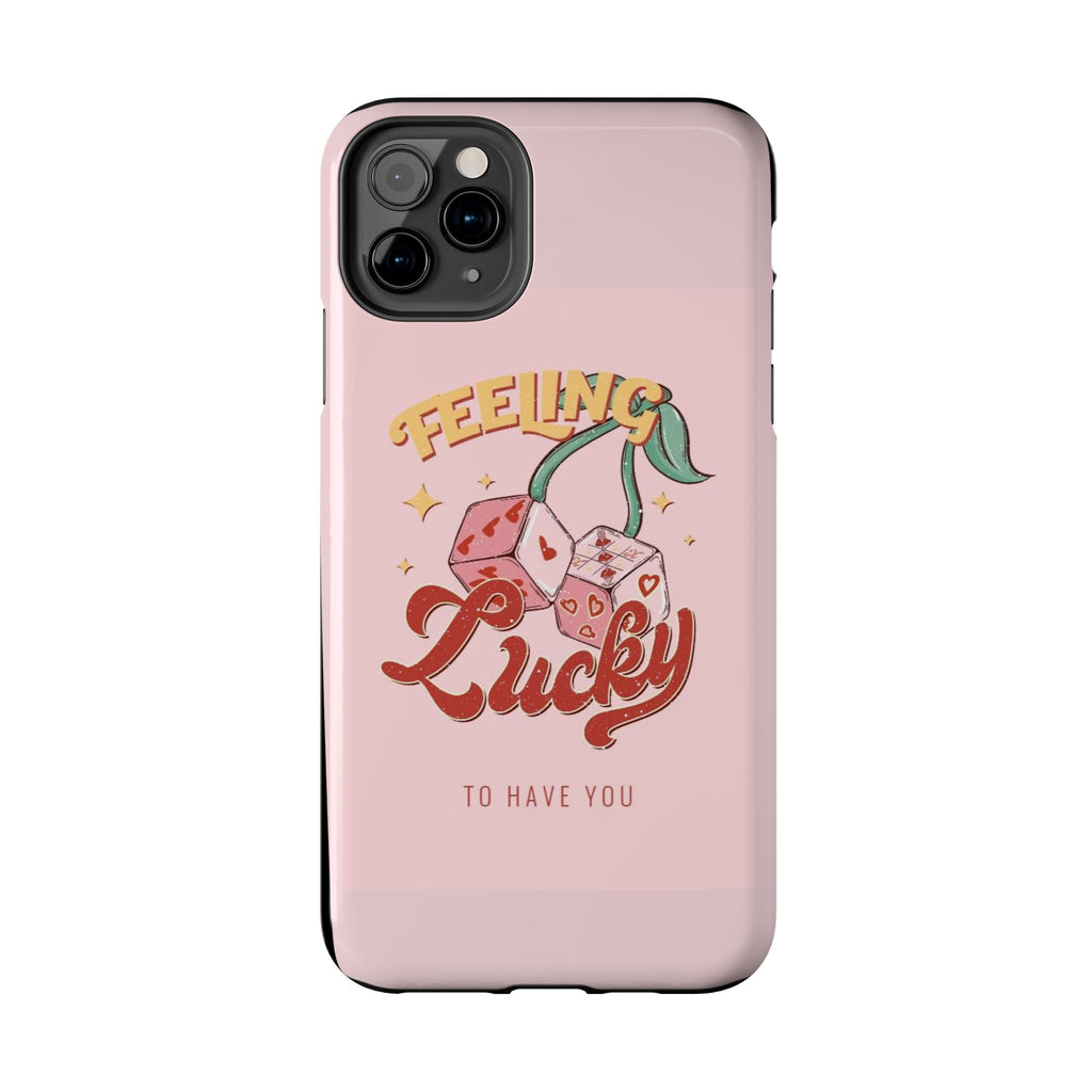 Feeling Lucky Phone Case — Pink Retro Dice Cherry Design