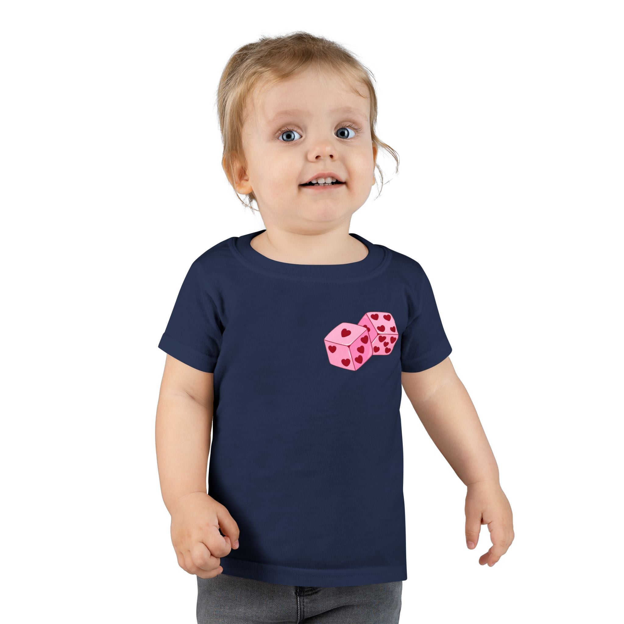 Toddler T-shirt - Pink Cupid Cherub Graphic Tee with Heart Dice (Valentine’s Day Kids Shirt)