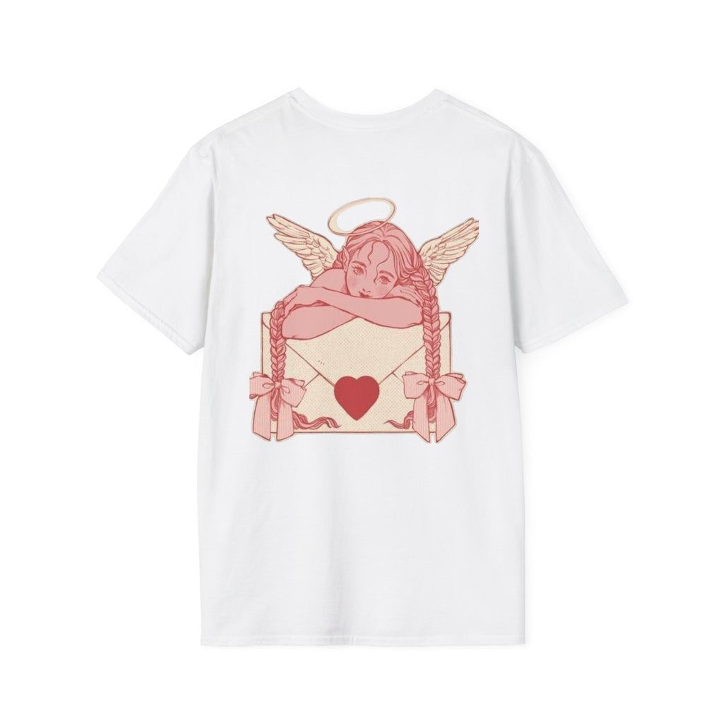 valentines Cherub Angel Love T-Shirt — Vintage Pink Valentine Heart Graphic Tee