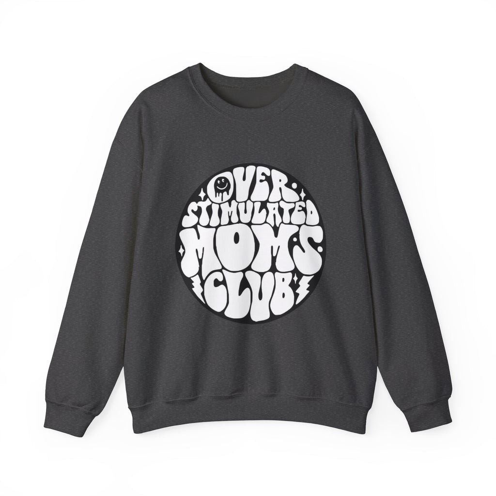 Retro 'Overstimulated Moms Club' Sweatshirt – Vintage Psychedelic Graphic Crewneck