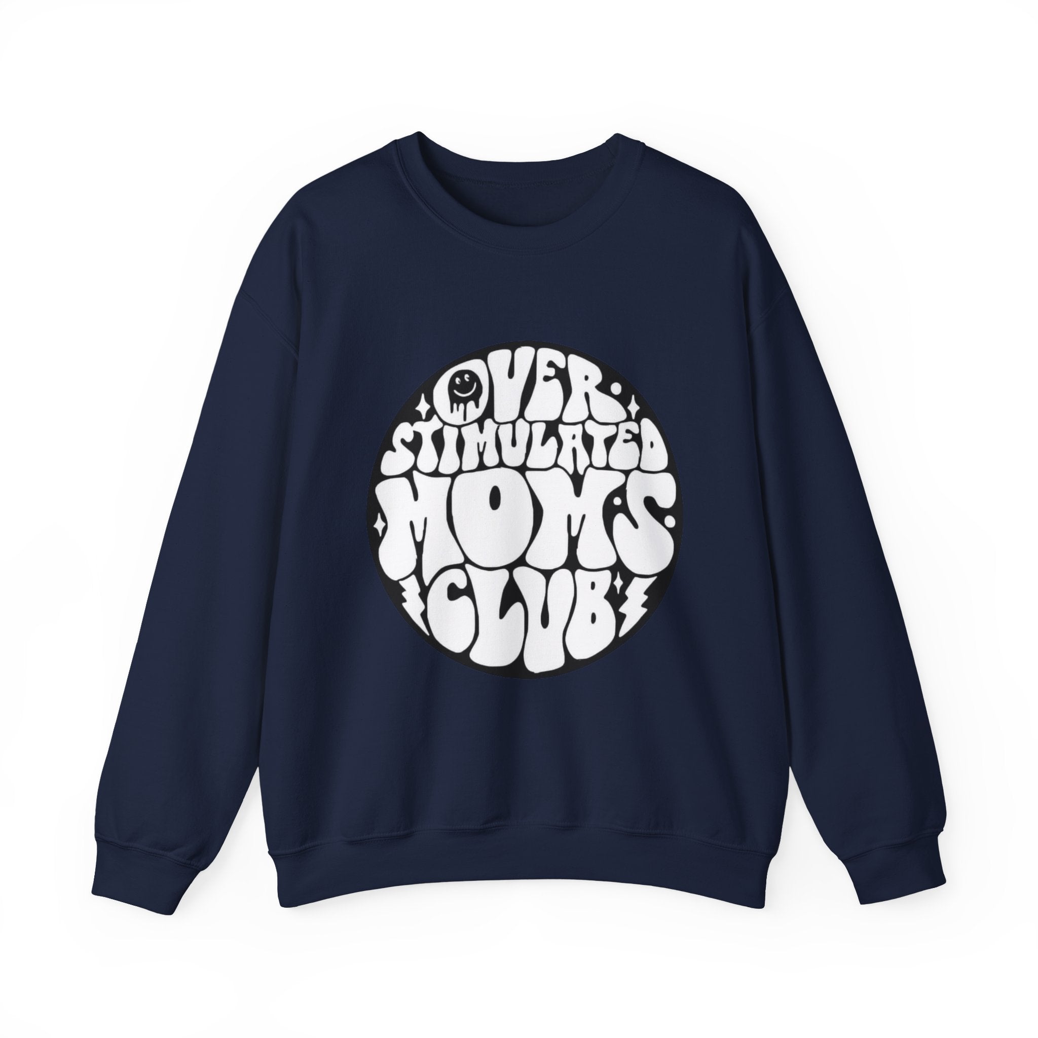 Retro 'Overstimulated Moms Club' Sweatshirt – Vintage Psychedelic Graphic Crewneck