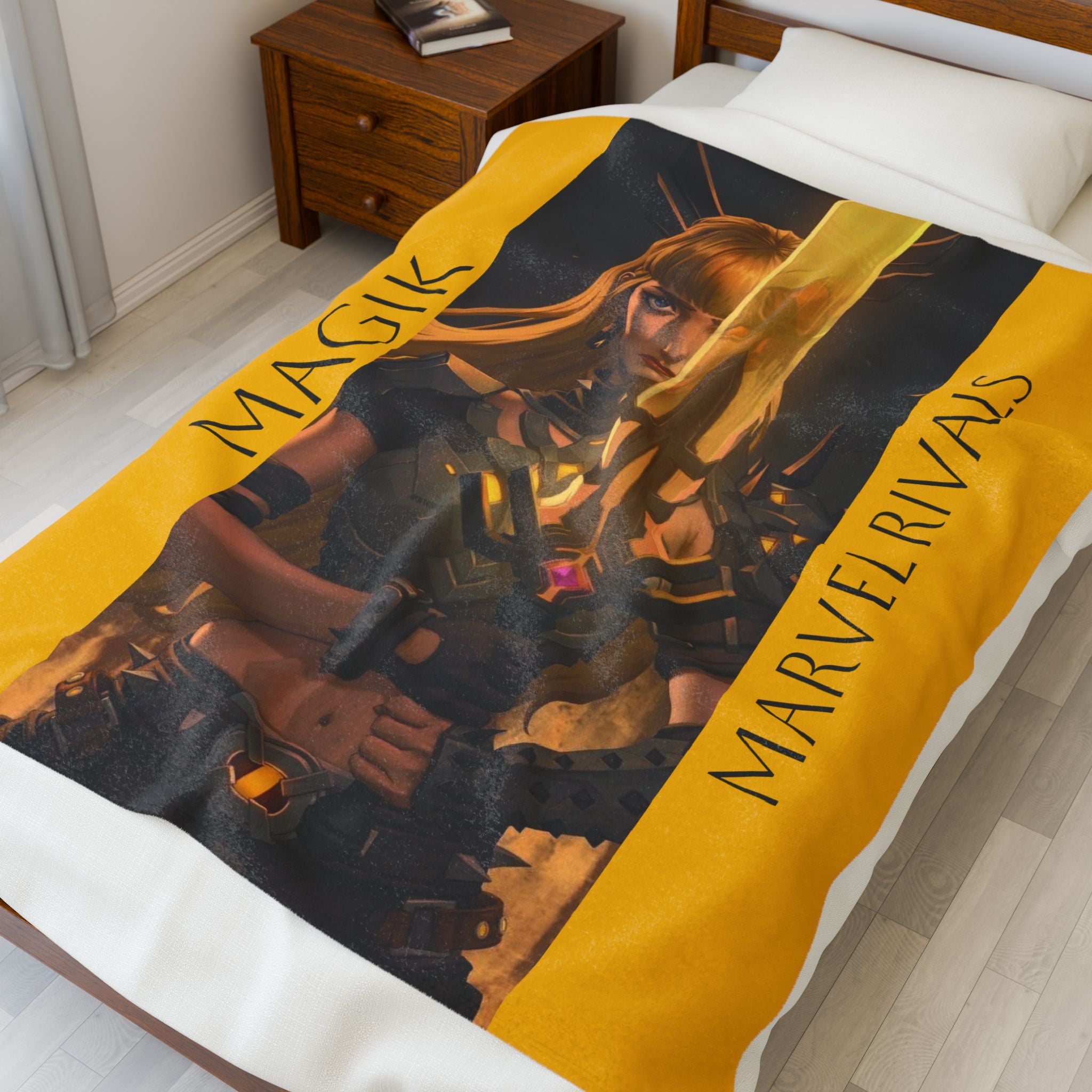 Magik Marvel Rivals Velveteen Plush Blanket — Fantasy Warrior Sword Throw Blanket