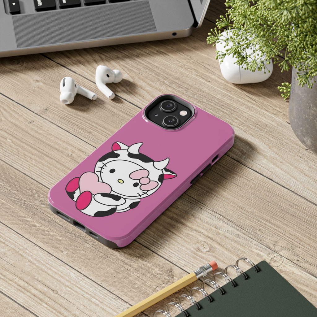 Hello Kitty Cow Cute Tough Phone Case – Pink Heart Protective Cover