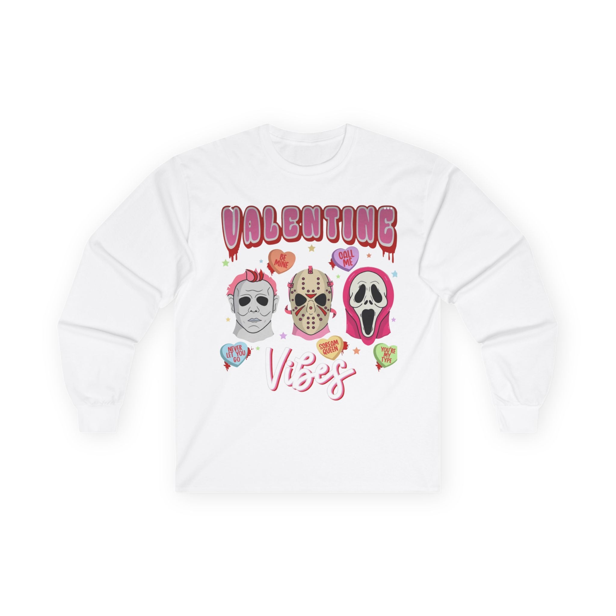 Valentine Vibes Horror Masks Long Sleeve Tee