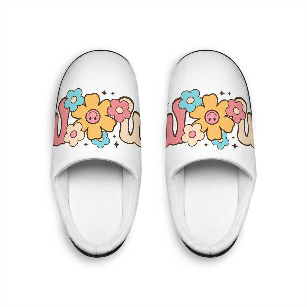 Mothers day Women's Slippers - 'Love' Floral Retro Cozy Indoor Slide