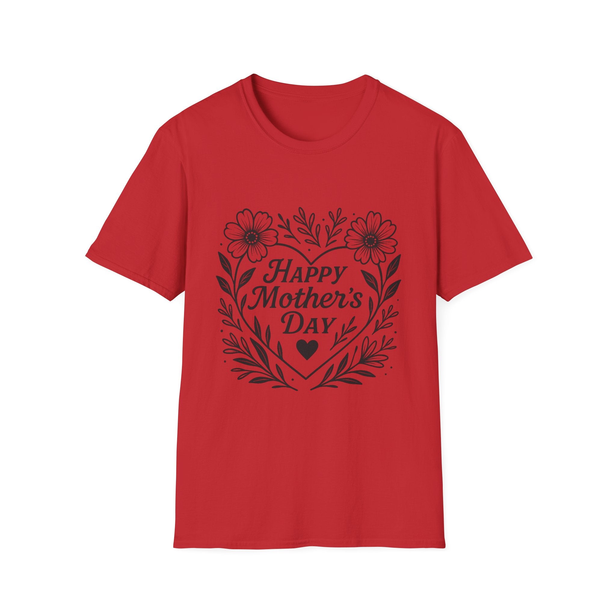 Mother's Day Floral Tee — "Happy Mother's Day" Heart Design