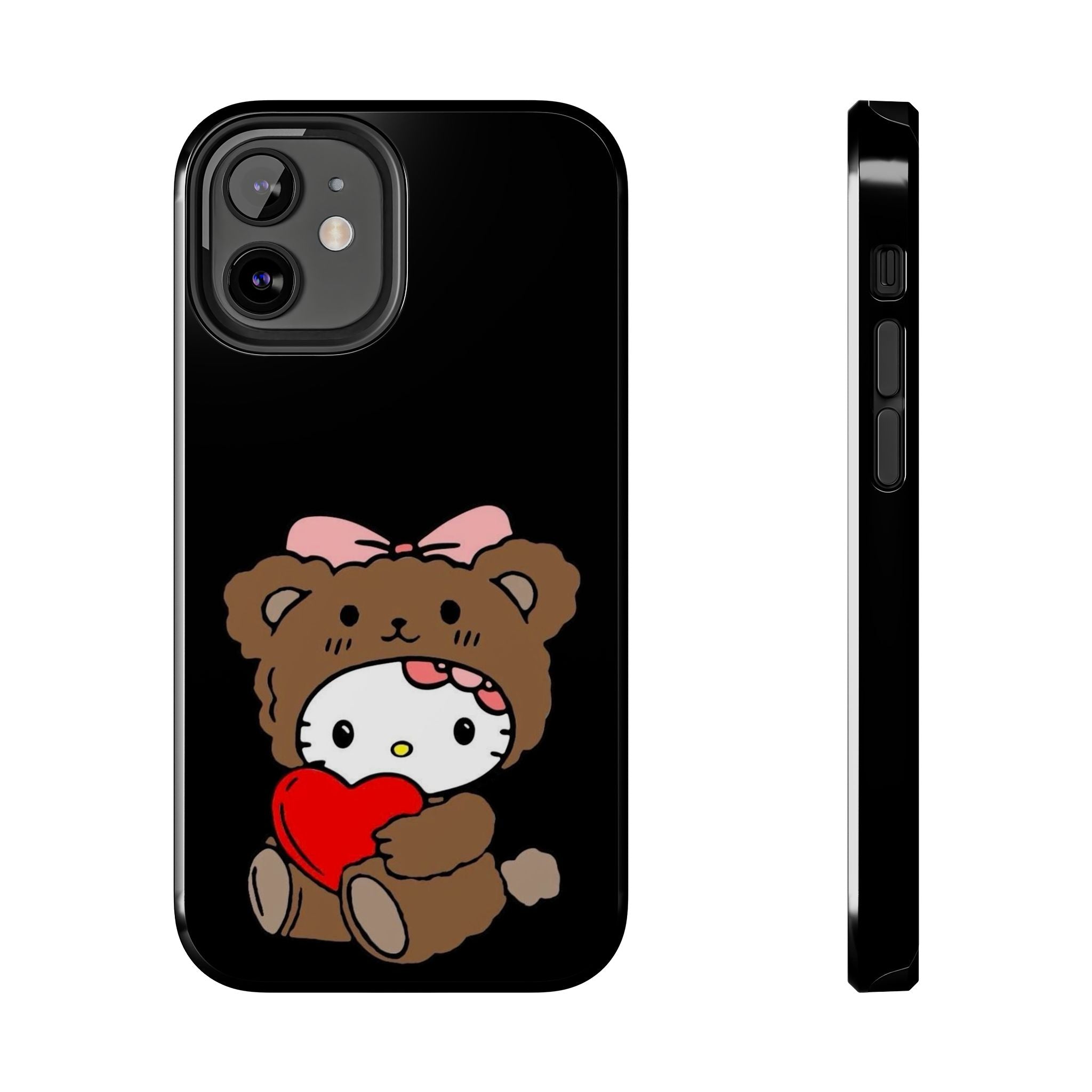 Cute Hello Kitty Bear Heart Tough Phone Case — Protective Cute Cartoon iPhone Cover