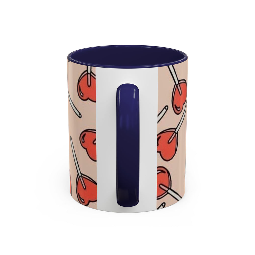 Valentines Heart Lollipop Accent Coffee Mug — Cute Valentine Candy Pattern (11/15oz)