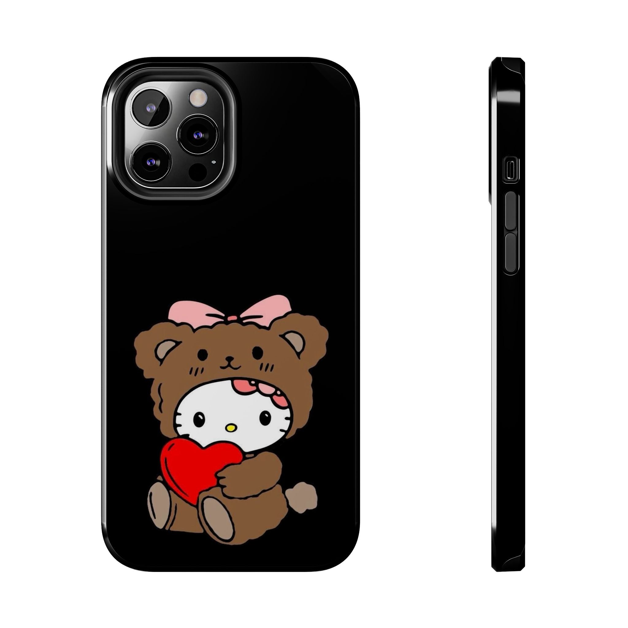 Cute Hello Kitty Bear Heart Tough Phone Case — Protective Cute Cartoon iPhone Cover