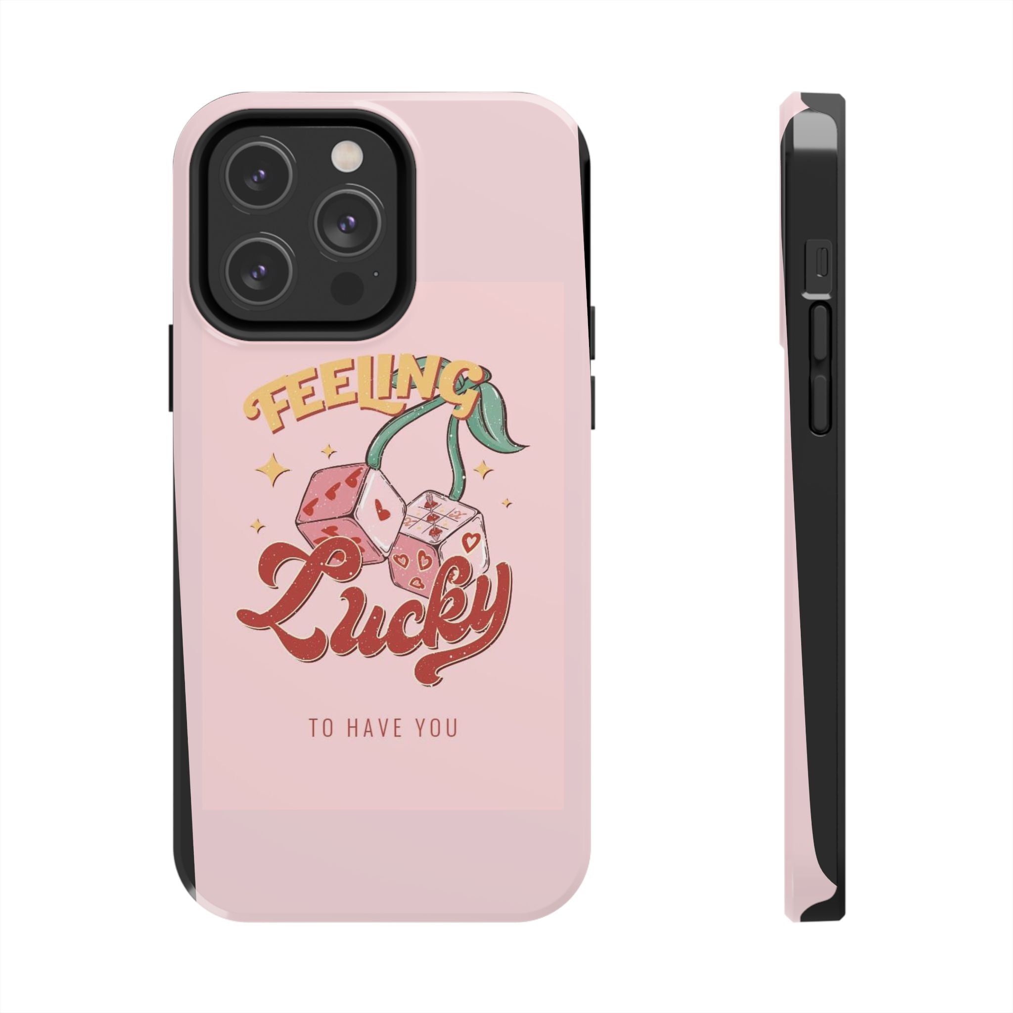 Feeling Lucky Phone Case — Pink Retro Dice Cherry Design