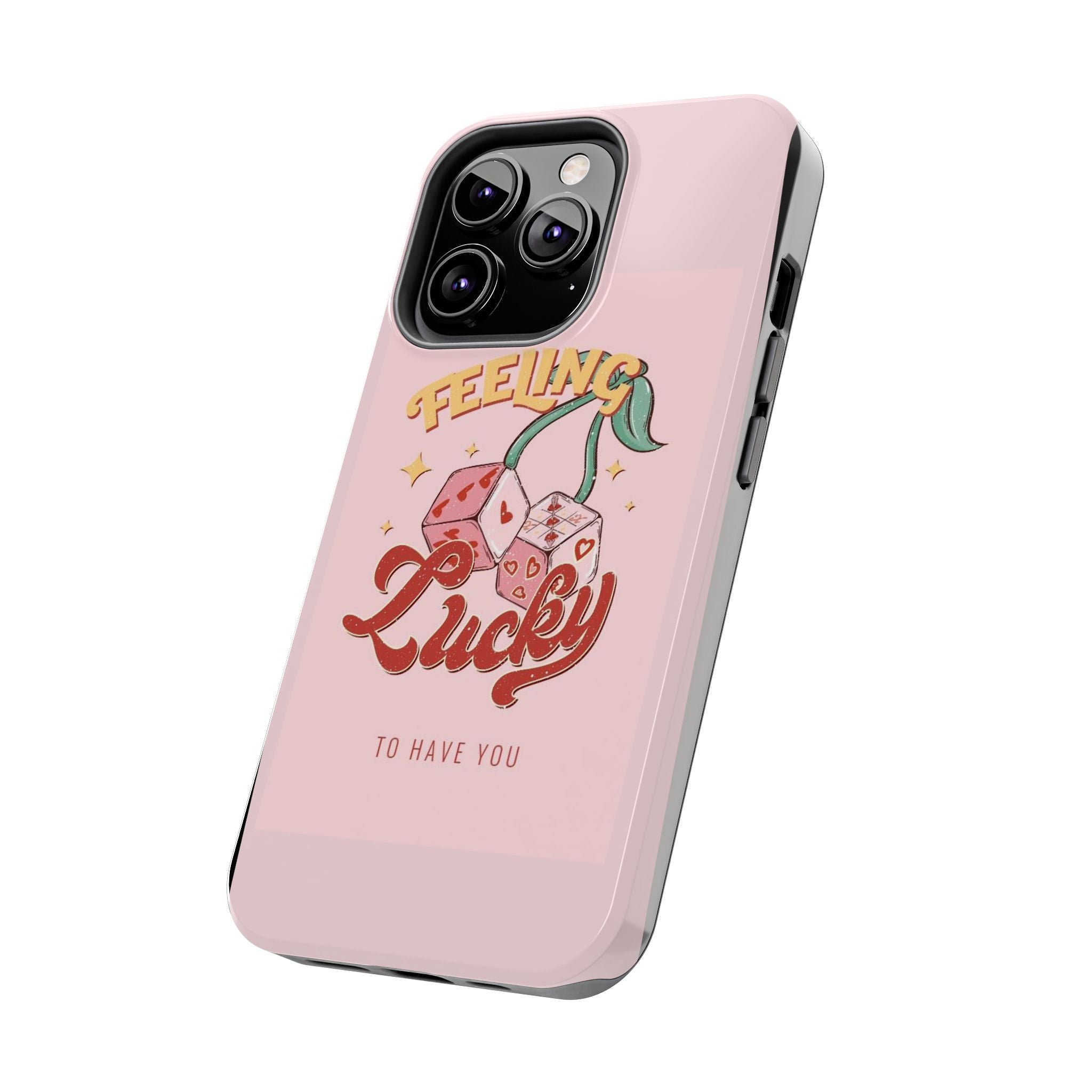 Feeling Lucky Phone Case — Pink Retro Dice Cherry Design