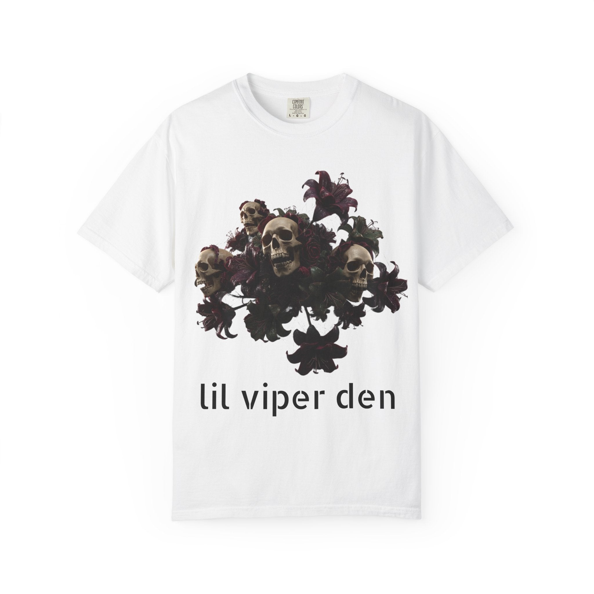 Lil Viper Den Skull Floral Tee — Gothic Graphic T-Shirt
