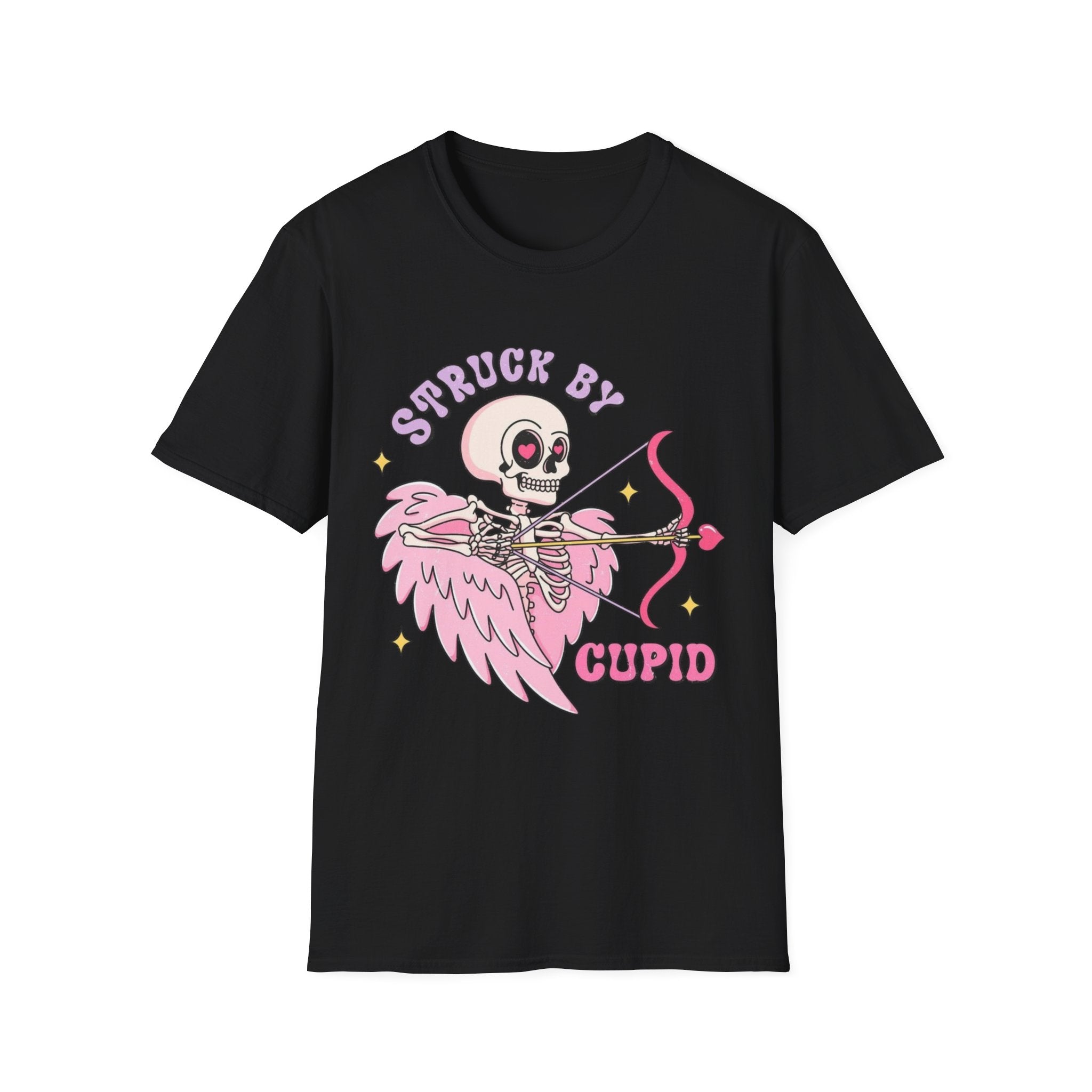 Cupid Skeleton T-Shirt — "Struck by Cupid" Cute Gothic Valentine Tee