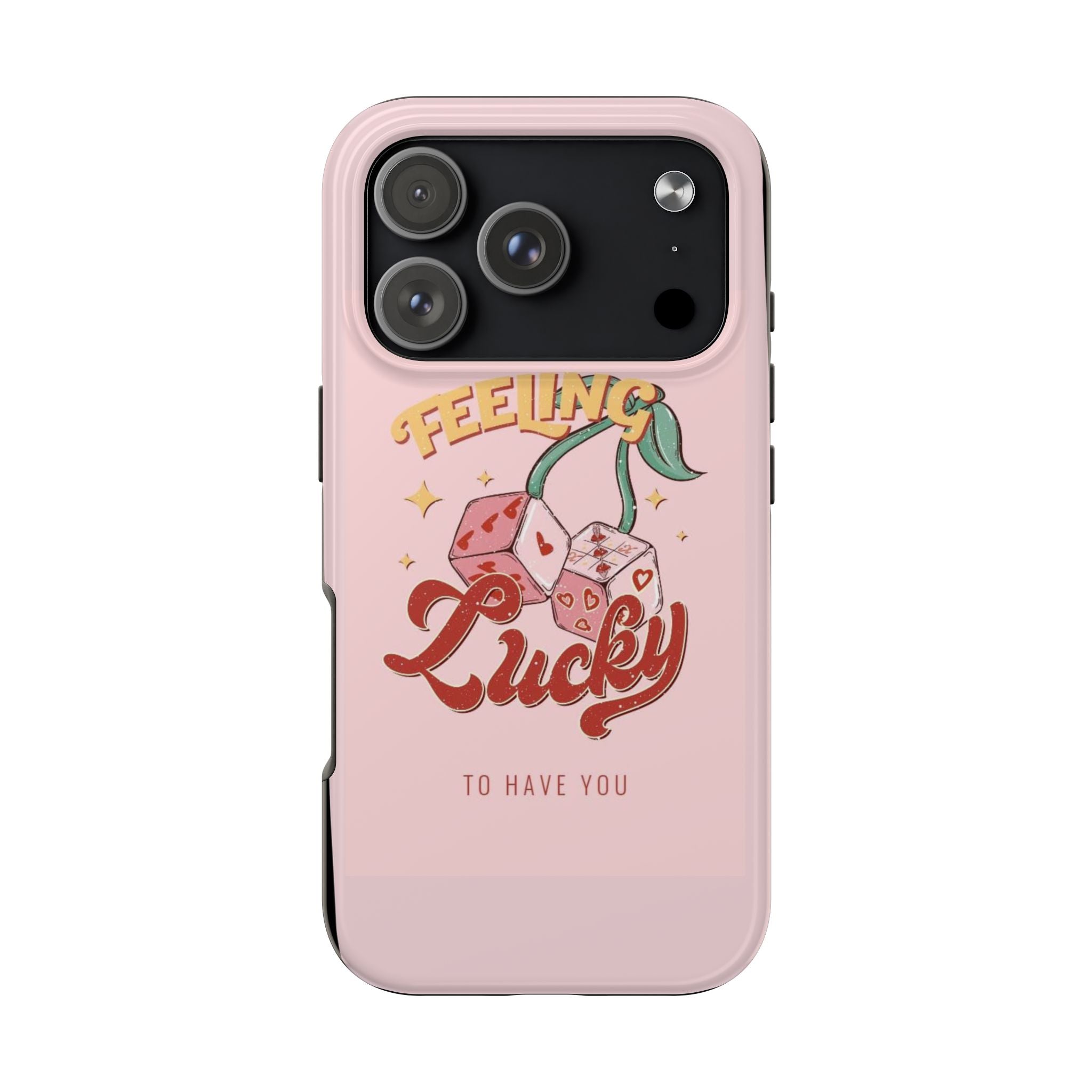 Feeling Lucky Phone Case — Pink Retro Dice Cherry Design
