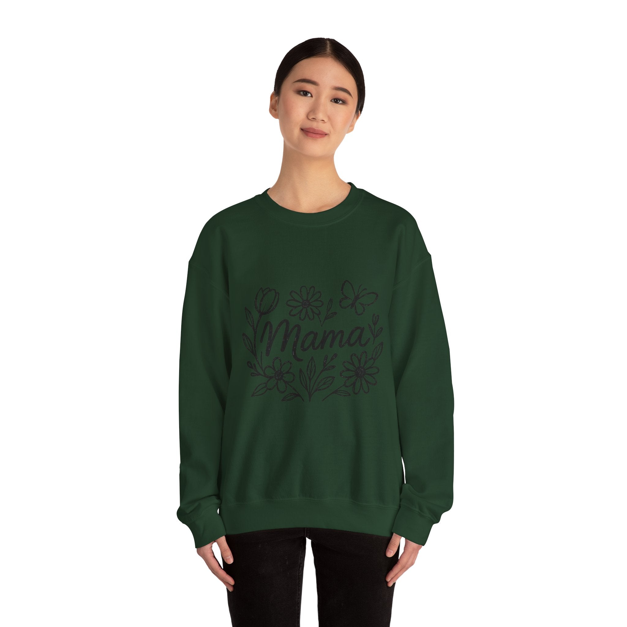 Mama Floral Crewneck Sweatshirt – Hand-Drawn Flowers
