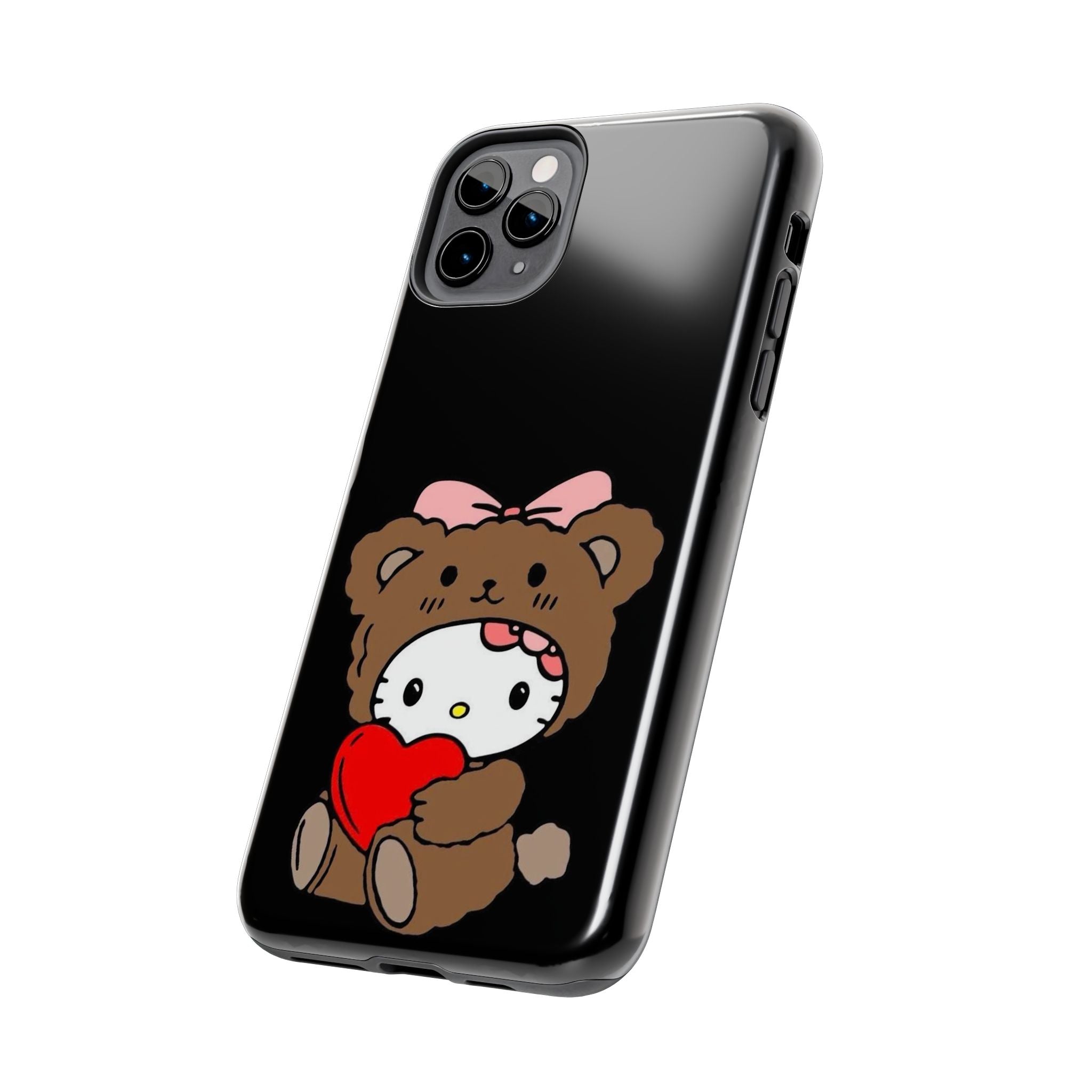 Cute Hello Kitty Bear Heart Tough Phone Case — Protective Cute Cartoon iPhone Cover
