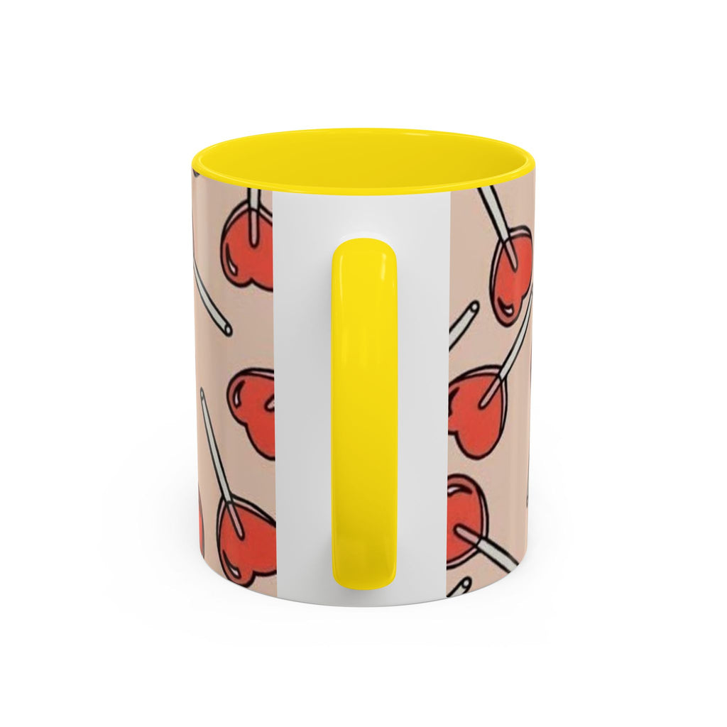 Valentines Heart Lollipop Accent Coffee Mug — Cute Valentine Candy Pattern (11/15oz)