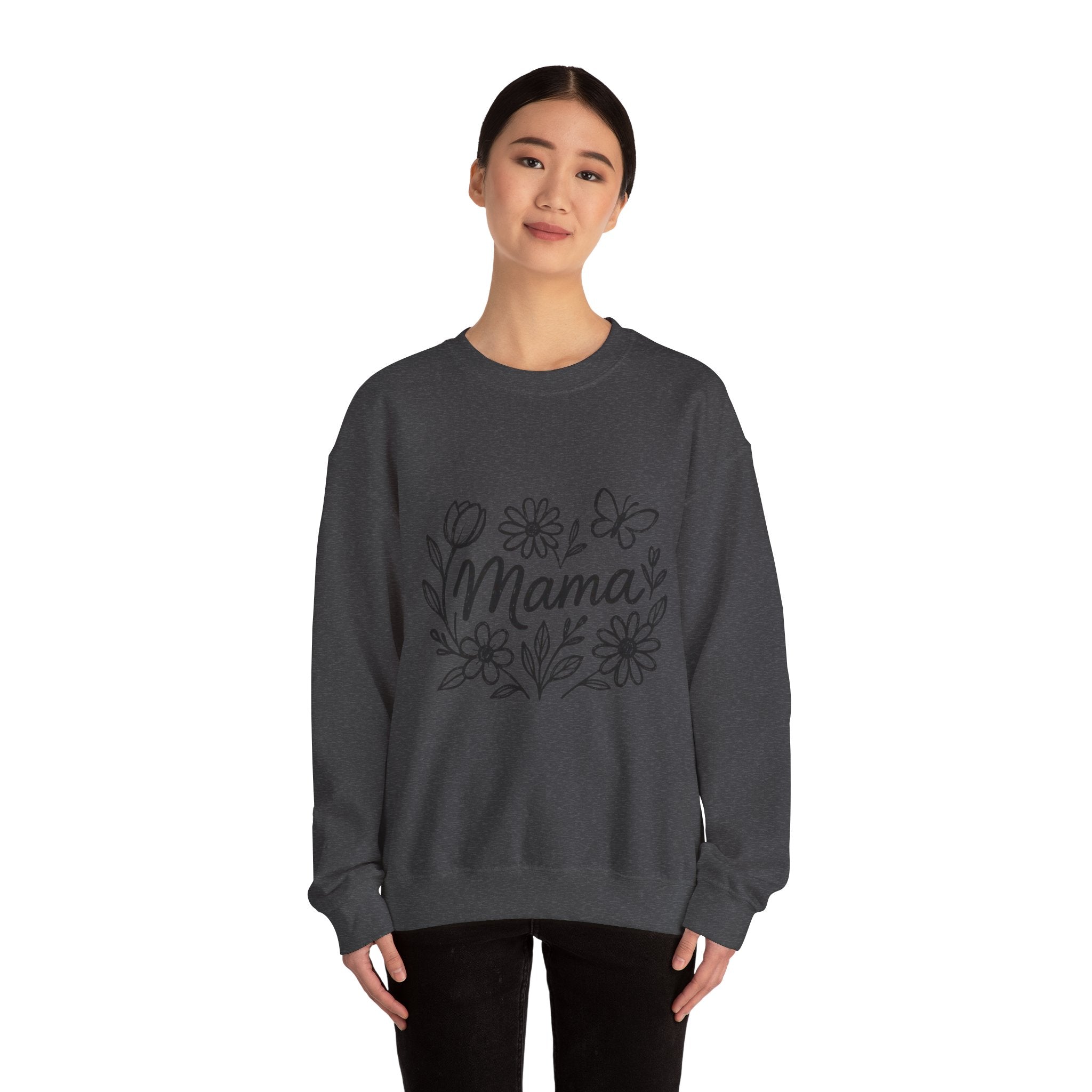 Mama Floral Crewneck Sweatshirt – Hand-Drawn Flowers
