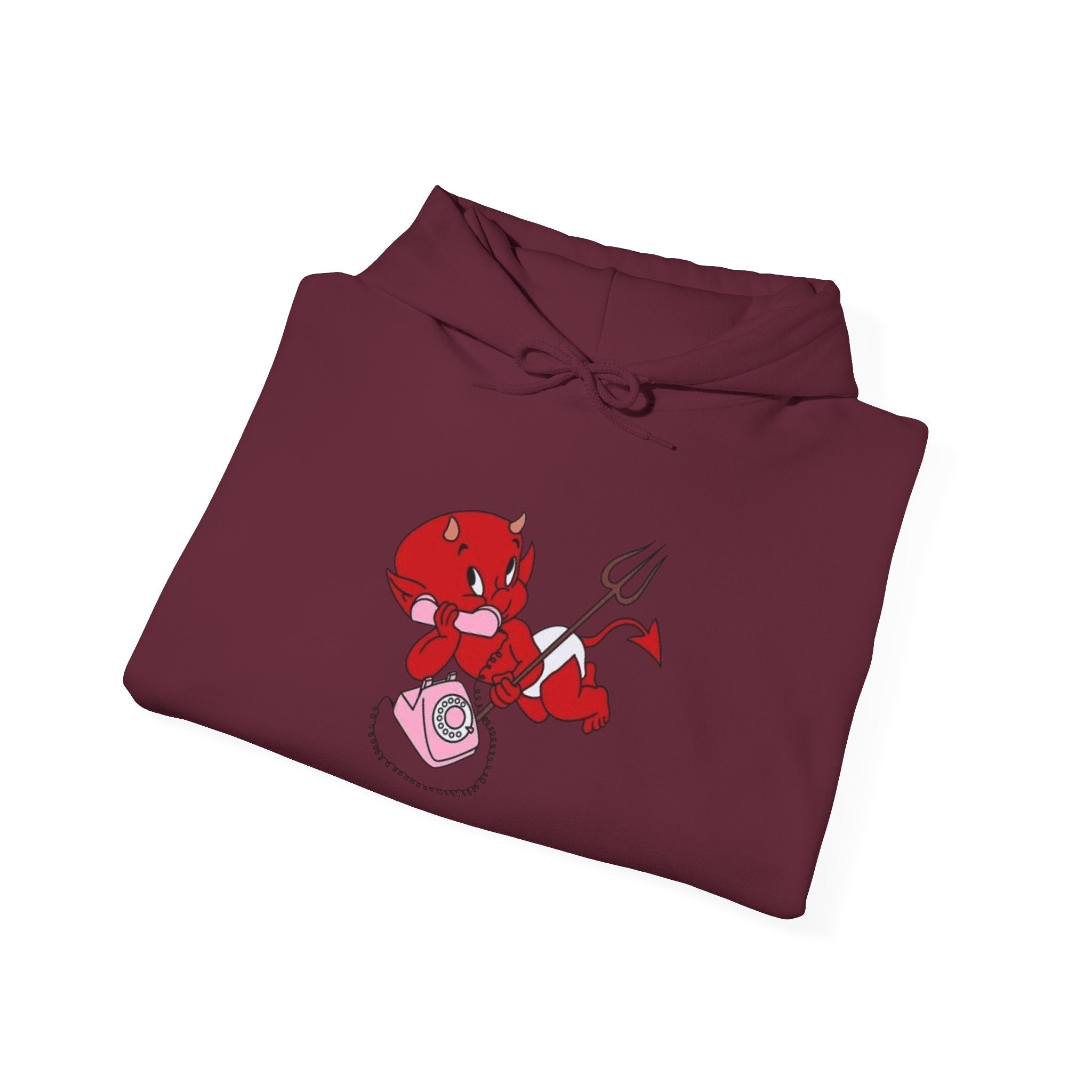 Devil Cupid Hoodie – Playful Valentine Demon Holding Heart Bag Graphic Hoodie