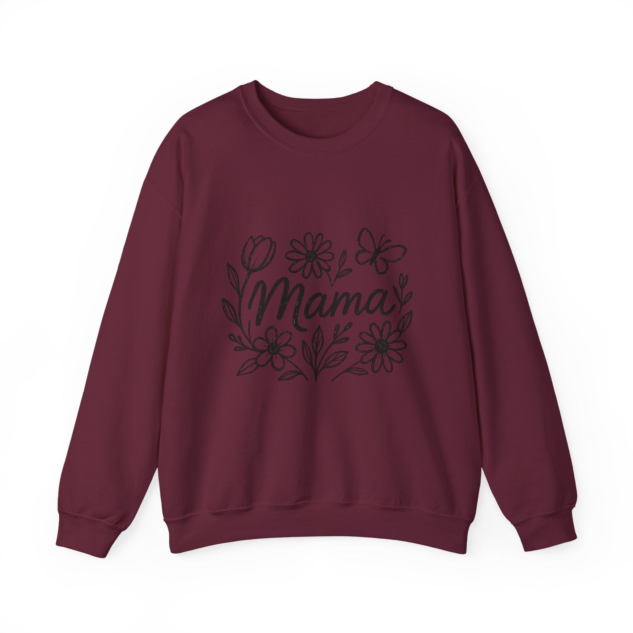 Mama Floral Crewneck Sweatshirt – Hand-Drawn Flowers