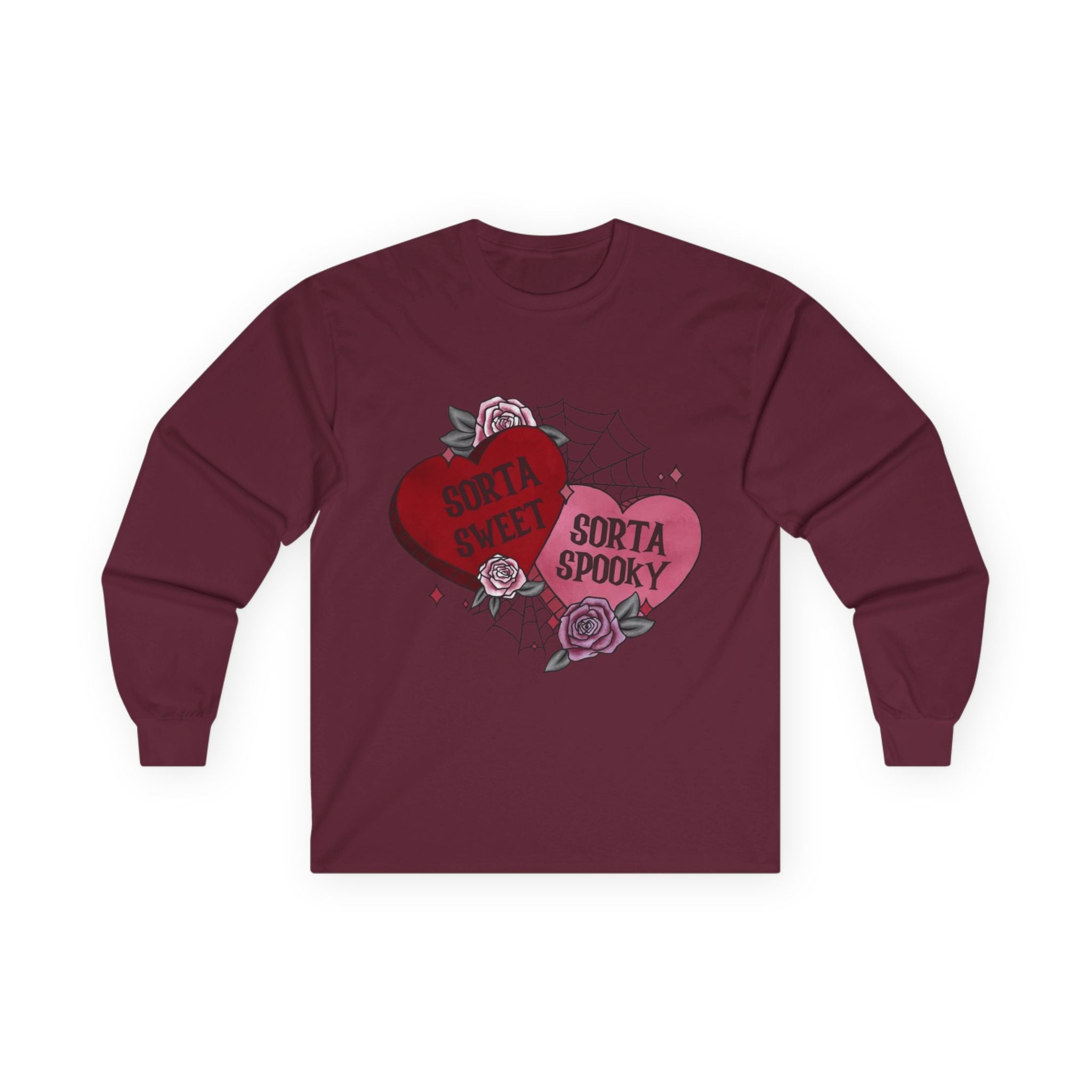 Sorta Spooky Heart Long Sleeve Tee — Goth Valentine Graphic Shirt