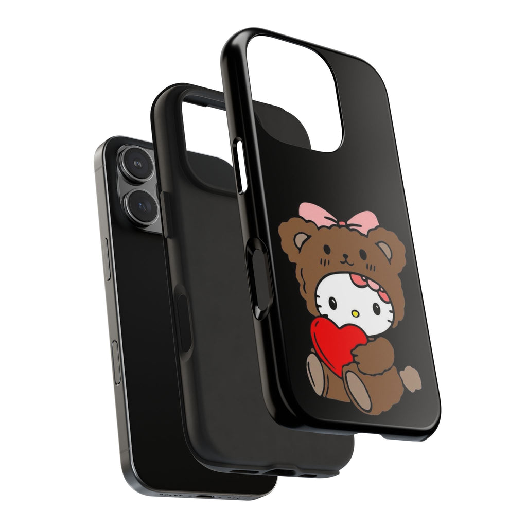 Cute Hello Kitty Bear Heart Tough Phone Case — Protective Cute Cartoon iPhone Cover
