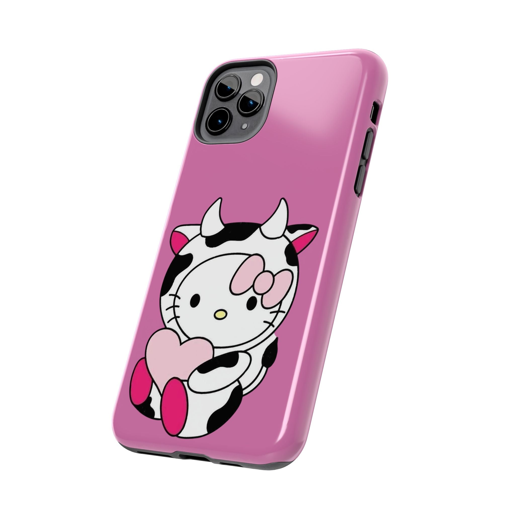 Hello Kitty Cow Cute Tough Phone Case – Pink Heart Protective Cover