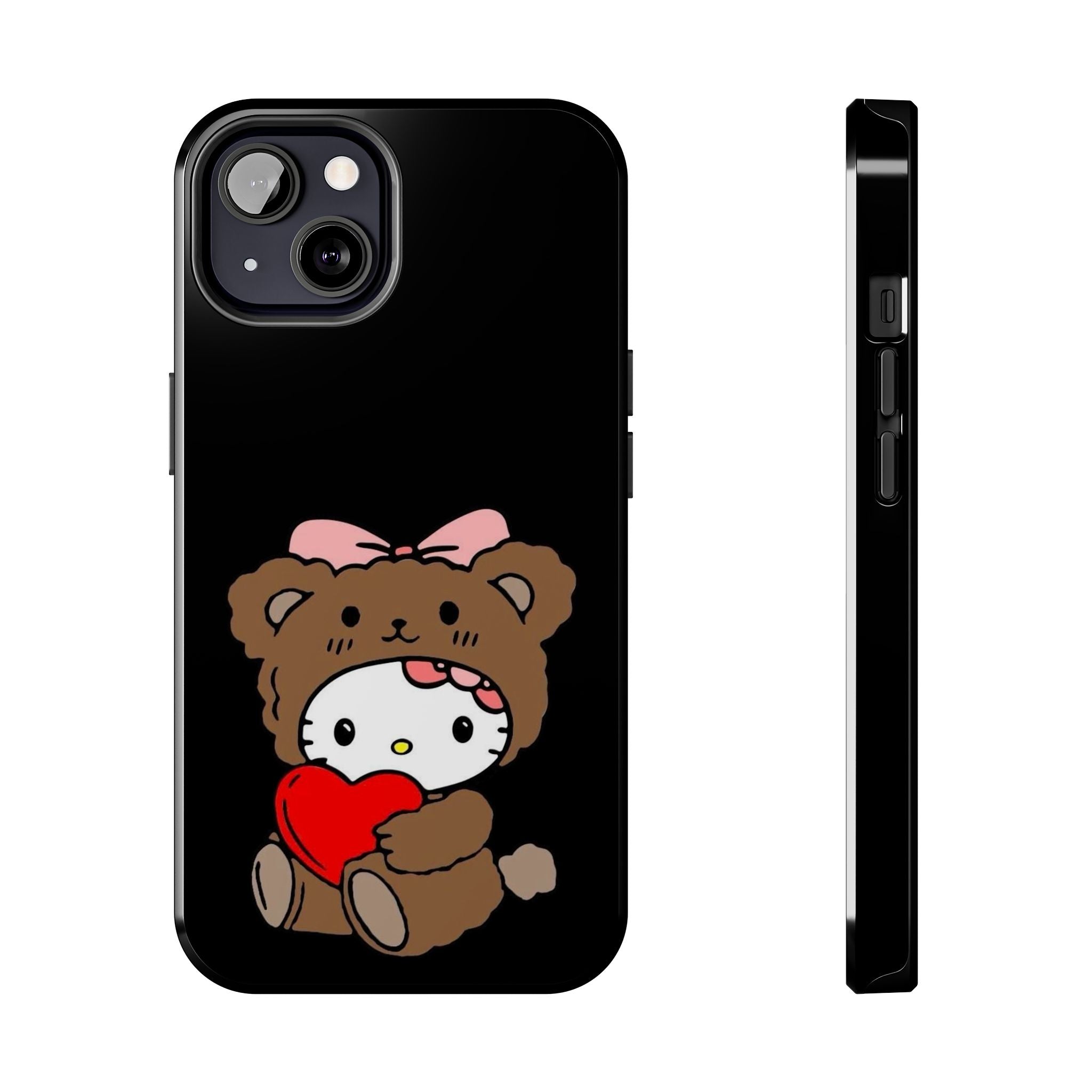 Cute Hello Kitty Bear Heart Tough Phone Case — Protective Cute Cartoon iPhone Cover