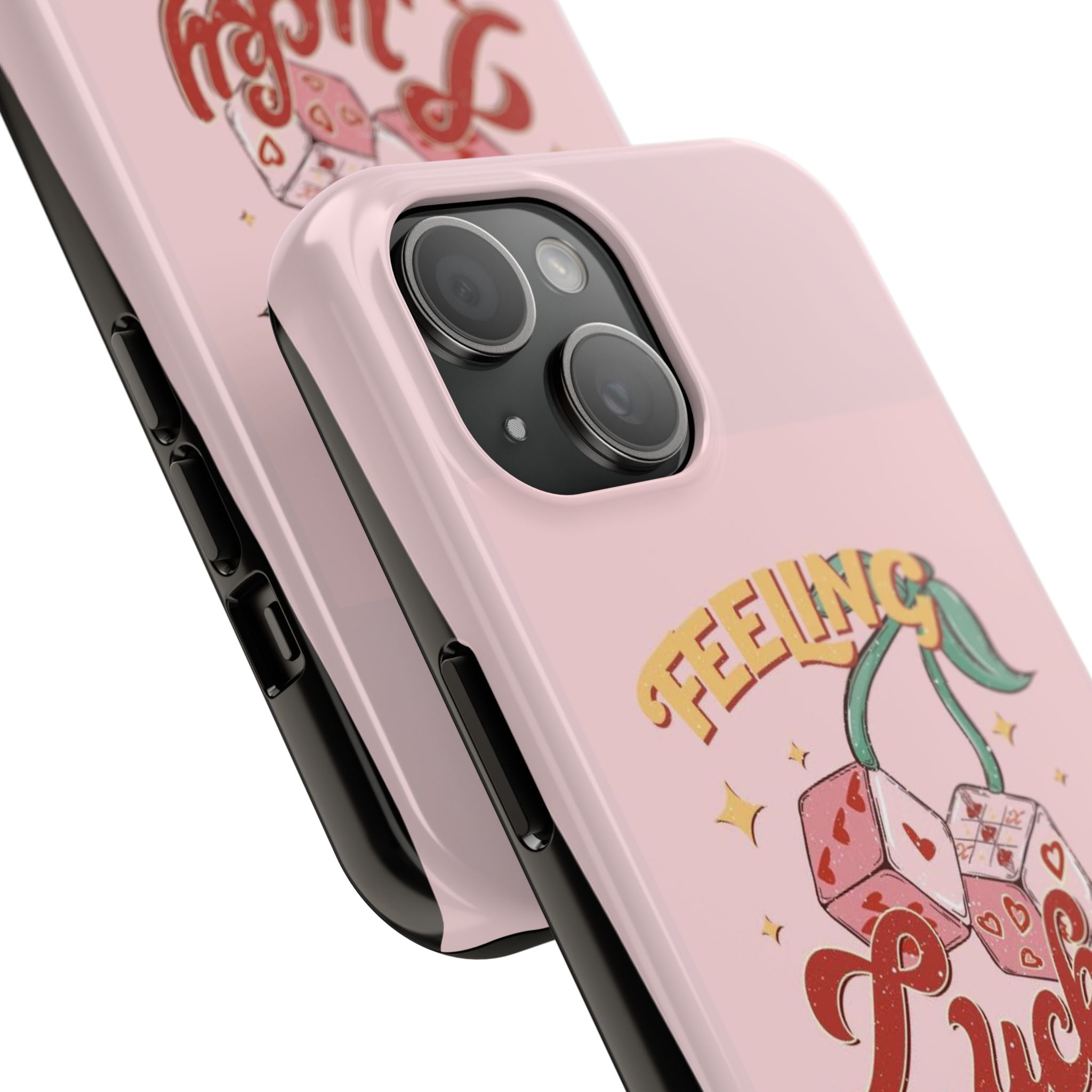 Feeling Lucky Phone Case — Pink Retro Dice Cherry Design