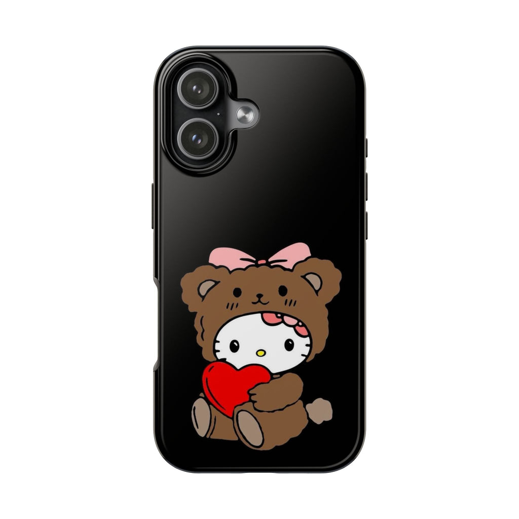 Cute Hello Kitty Bear Heart Tough Phone Case — Protective Cute Cartoon iPhone Cover