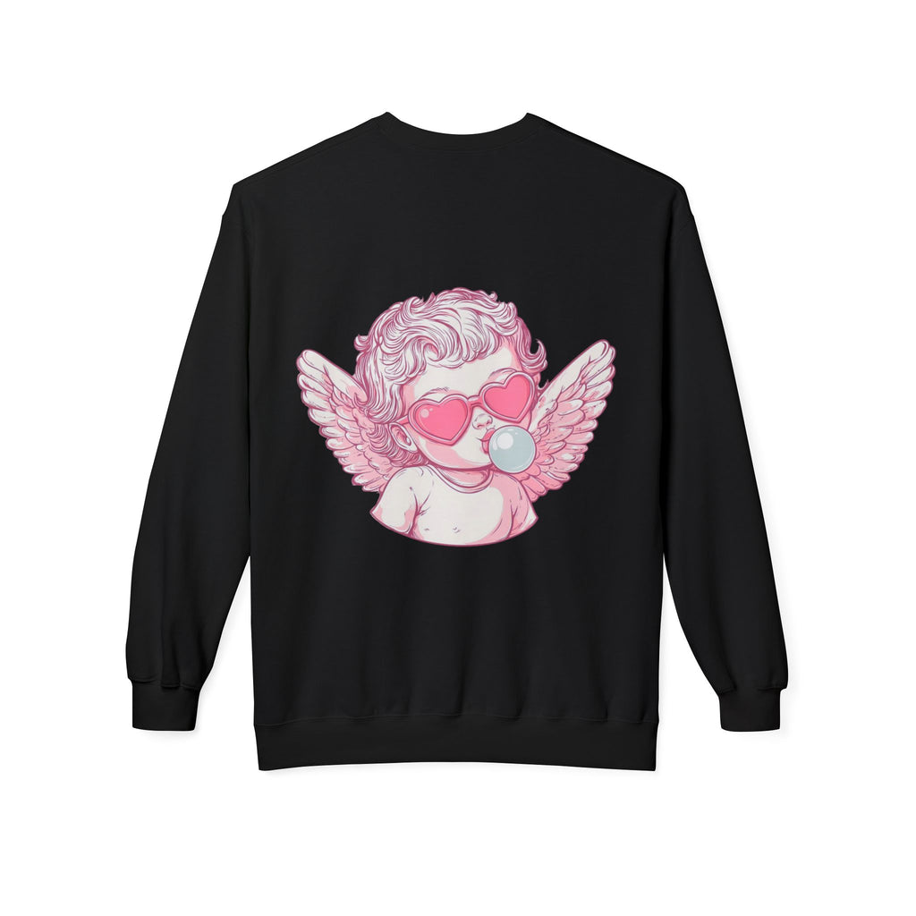 Cupid Valentine's Sweatshirt — Retro Pink Cherub with Heart Sunglasses Crewneck