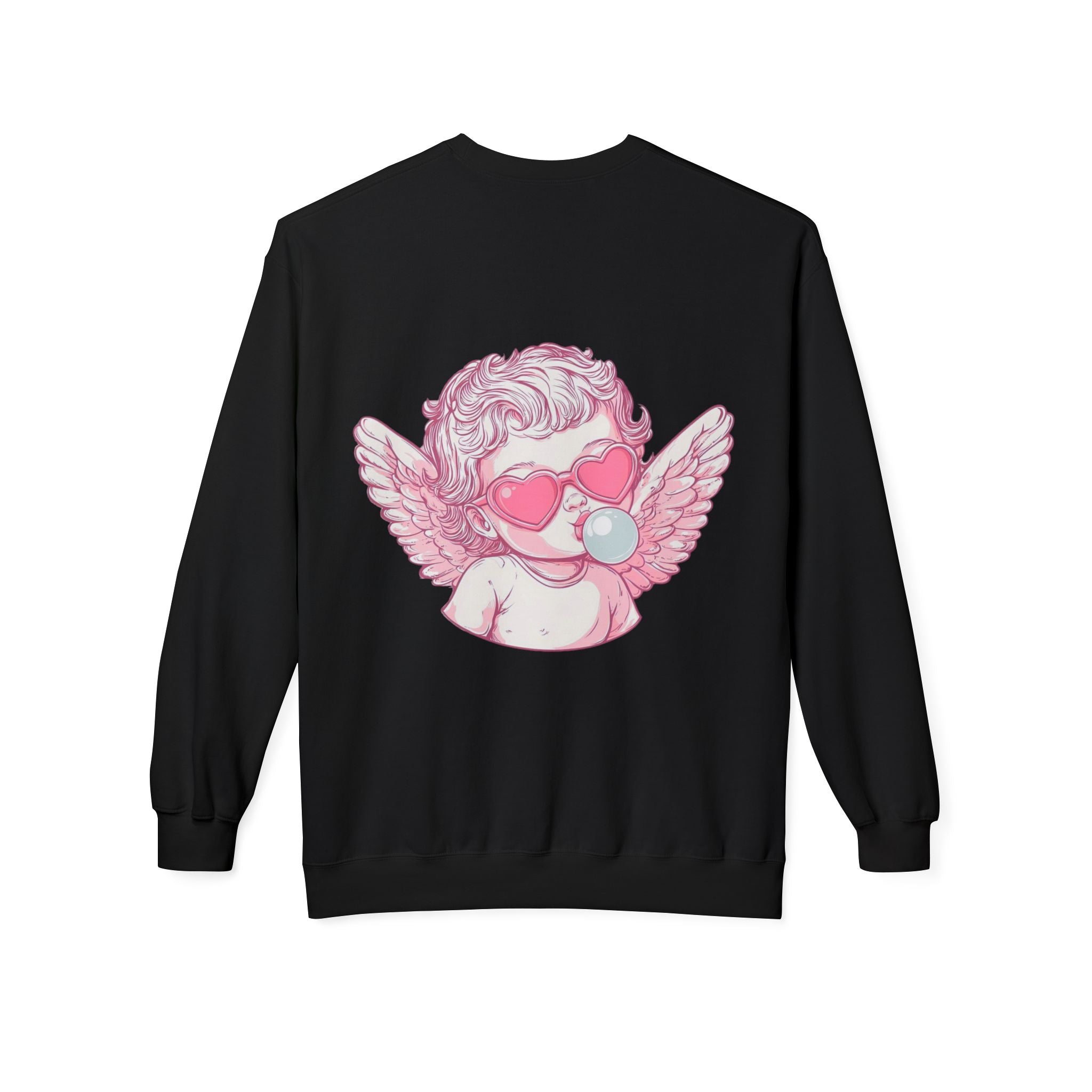 Cupid Valentine's Sweatshirt — Retro Pink Cherub with Heart Sunglasses Crewneck