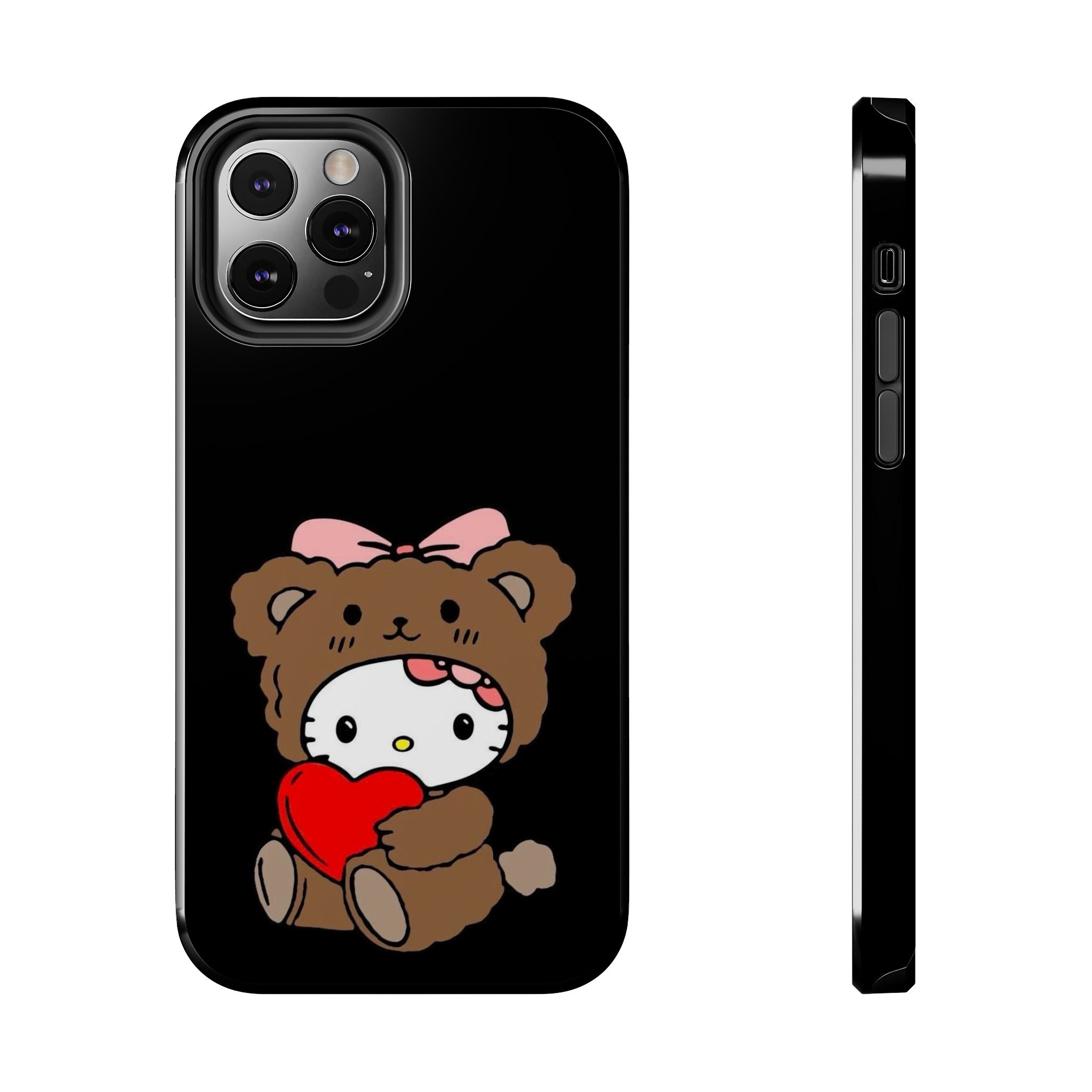 Cute Hello Kitty Bear Heart Tough Phone Case — Protective Cute Cartoon iPhone Cover