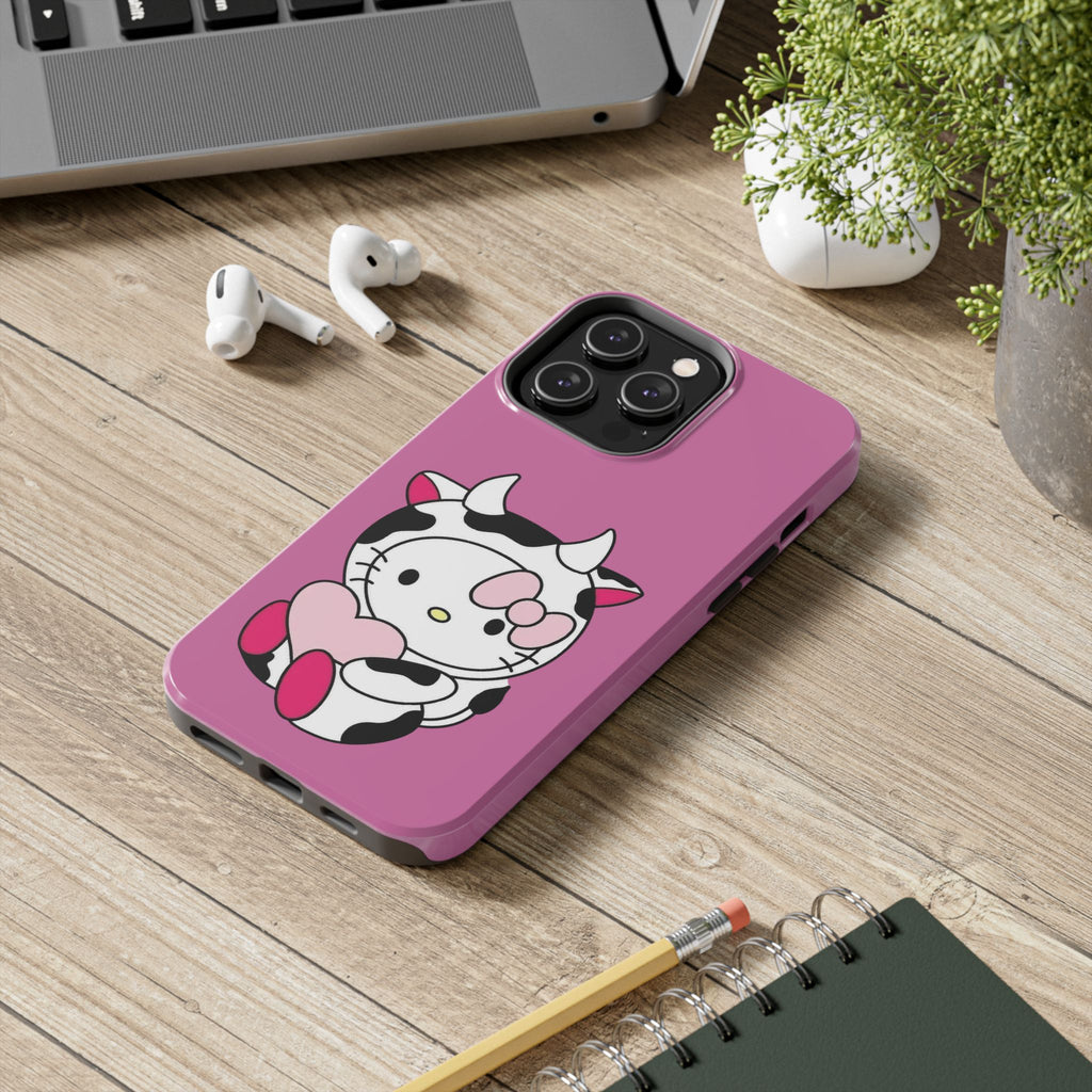 Hello Kitty Cow Cute Tough Phone Case – Pink Heart Protective Cover