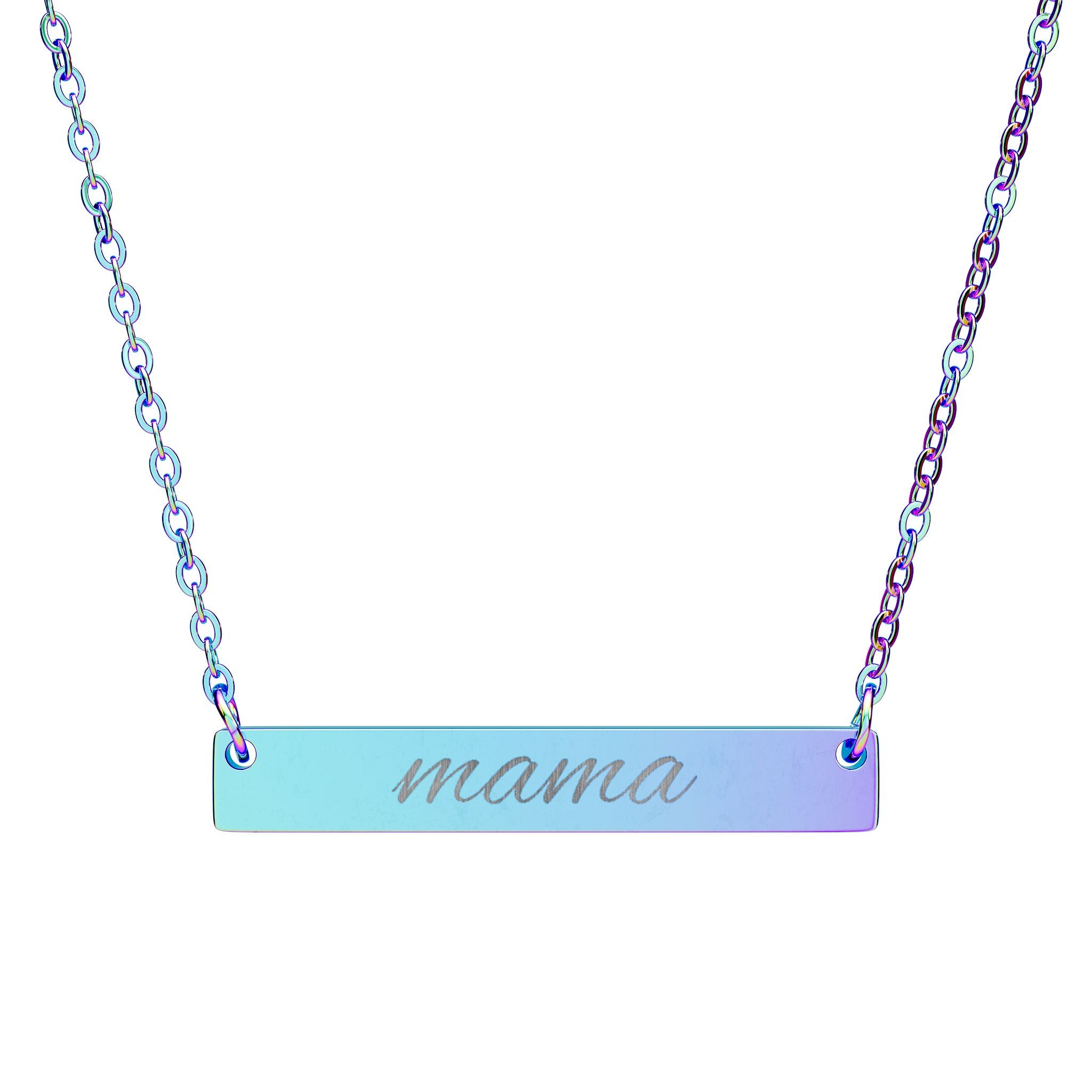 Mama Engraved Bar Necklace — Personalized Horizontal Name Pendant