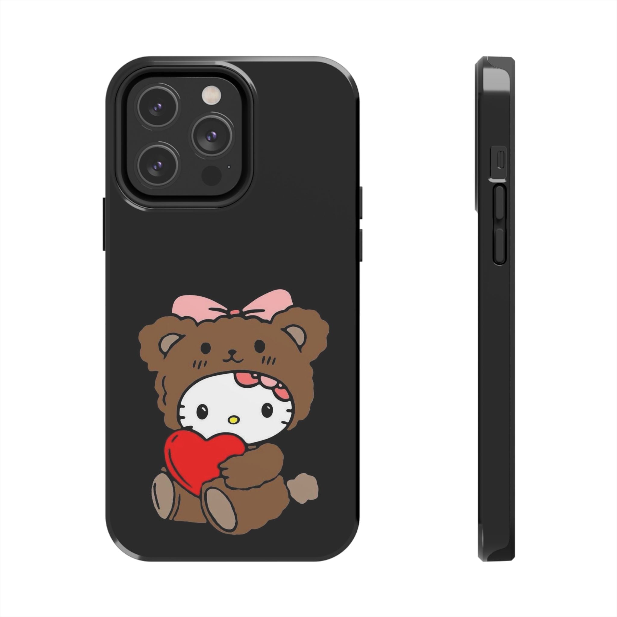 Cute Hello Kitty Bear Heart Tough Phone Case — Protective Cute Cartoon iPhone Cover