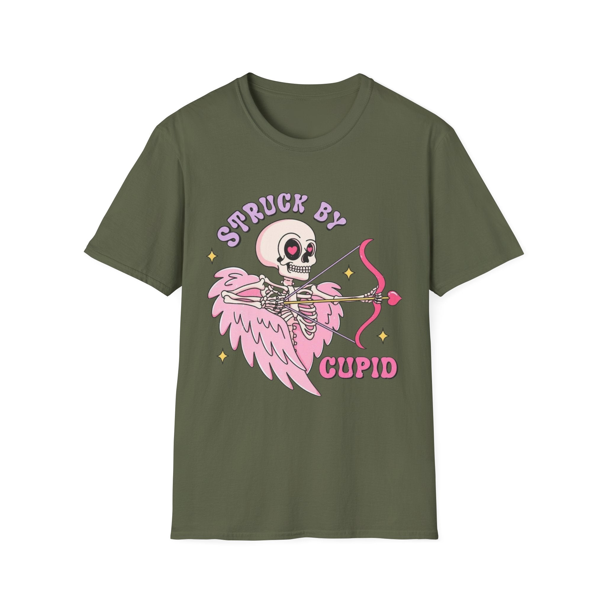 Cupid Skeleton T-Shirt — "Struck by Cupid" Cute Gothic Valentine Tee