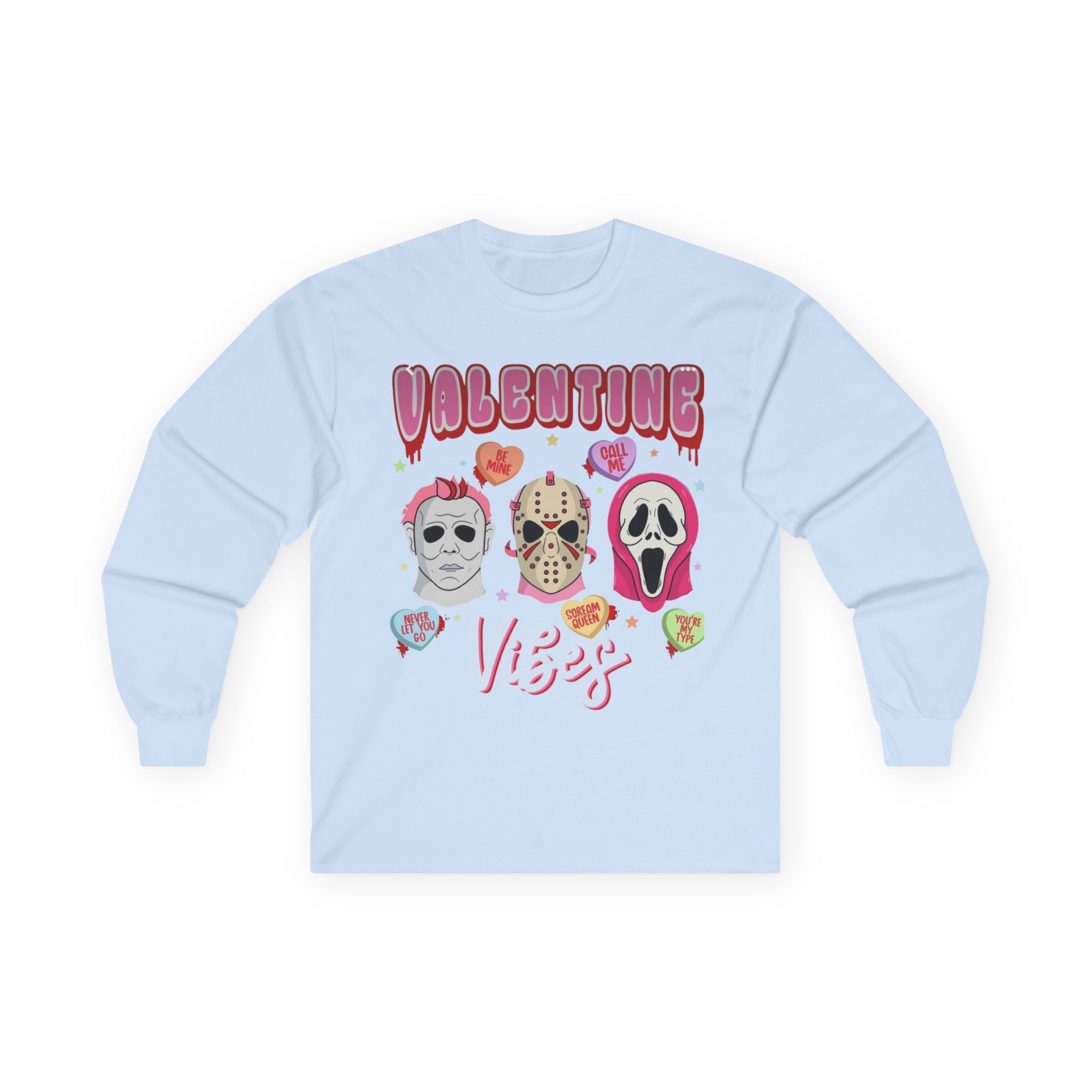 Valentine Vibes Horror Masks Long Sleeve Tee