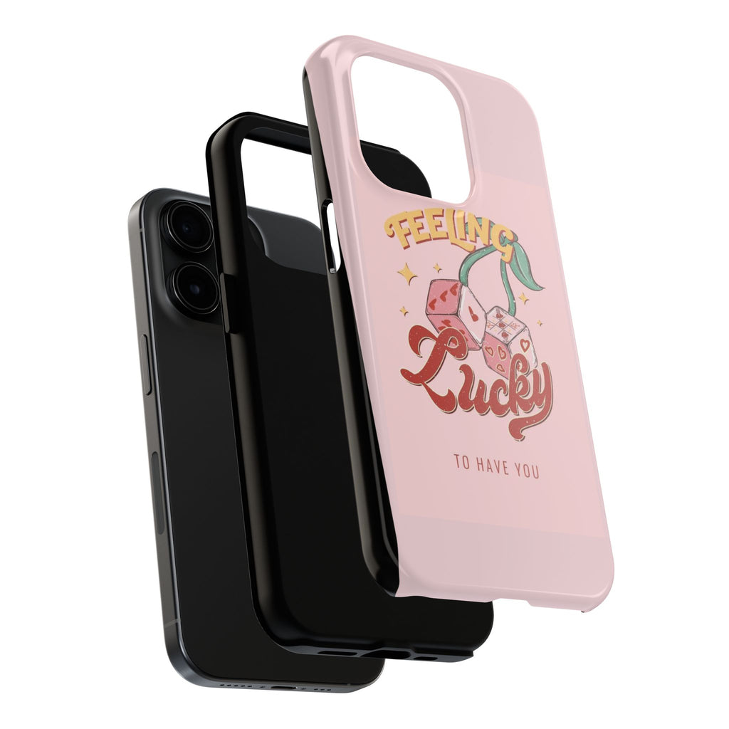 Feeling Lucky Phone Case — Pink Retro Dice Cherry Design