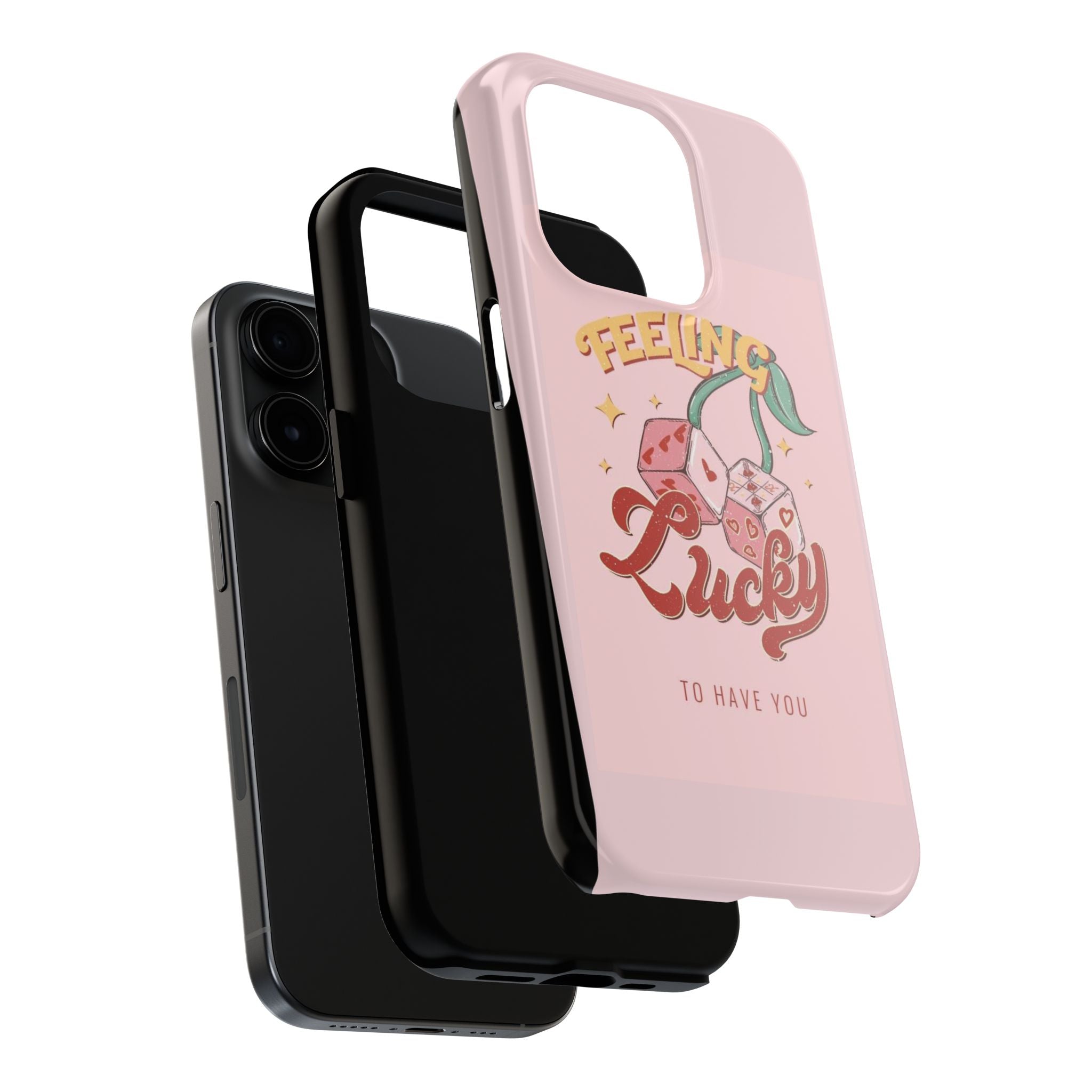 Feeling Lucky Phone Case — Pink Retro Dice Cherry Design