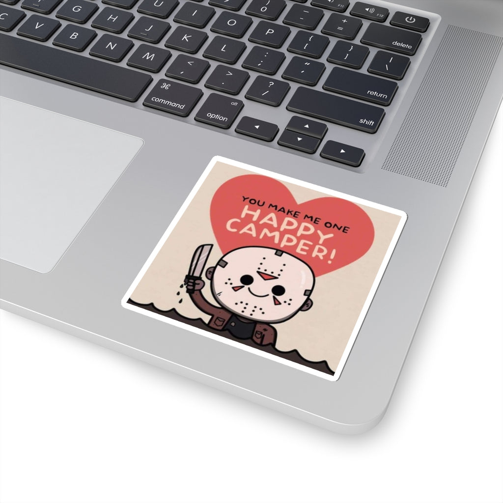 Horror Valentine Sticker — "You Make Me One Happy Camper" Kiss-Cut Sticker