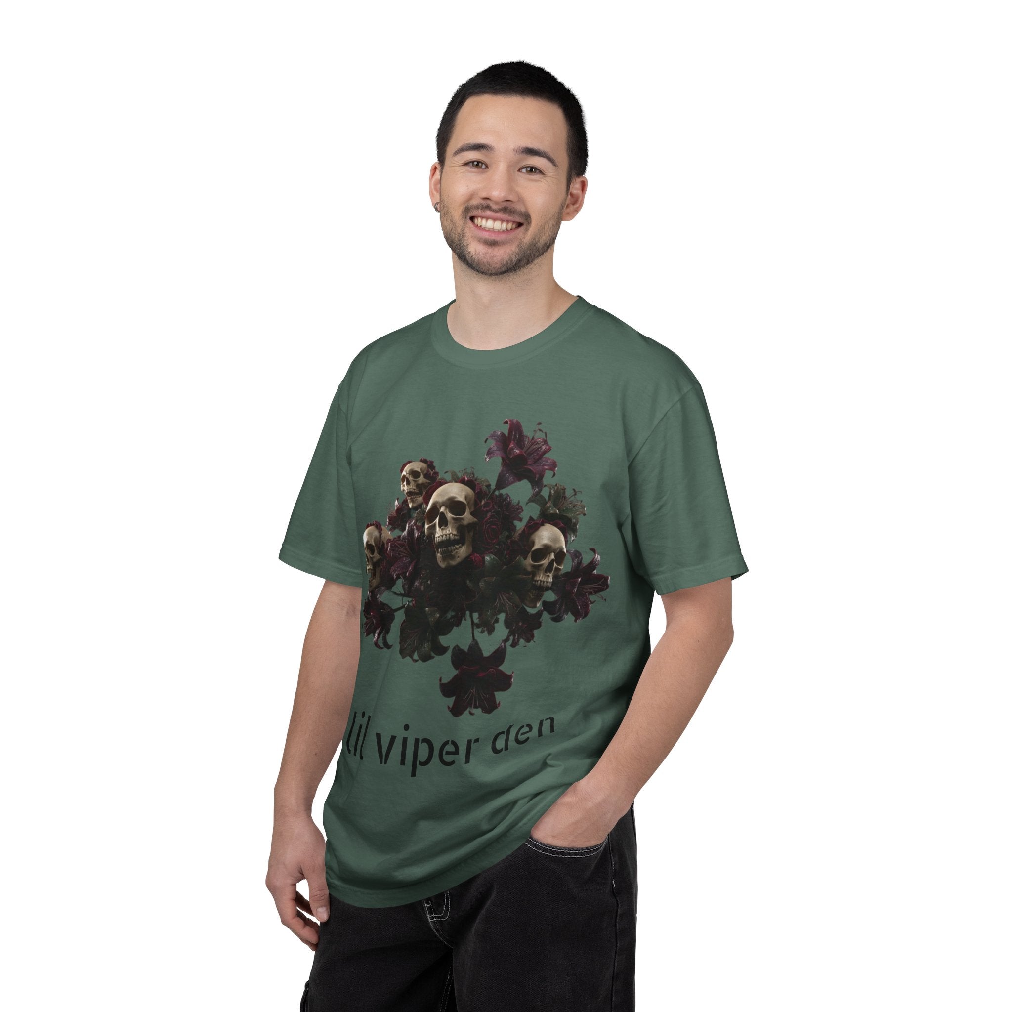 Lil Viper Den Skull Floral Tee — Gothic Graphic T-Shirt