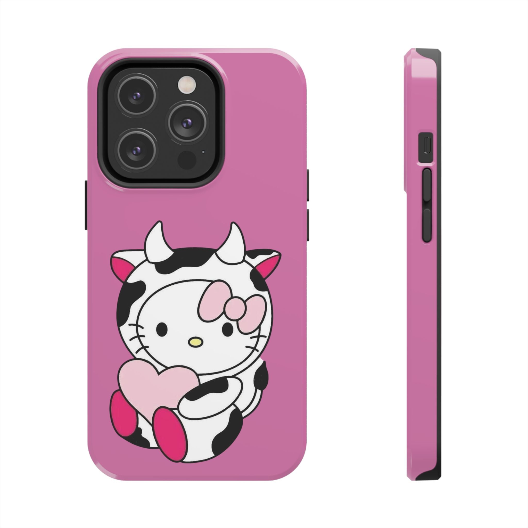 Hello Kitty Cow Cute Tough Phone Case – Pink Heart Protective Cover
