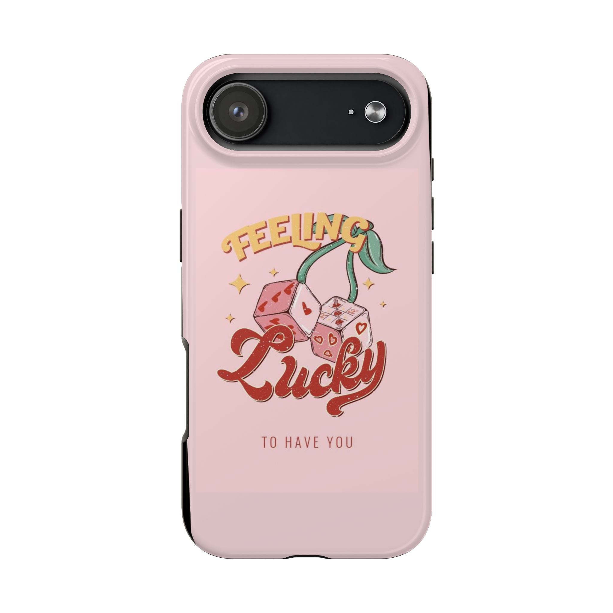 Feeling Lucky Phone Case — Pink Retro Dice Cherry Design