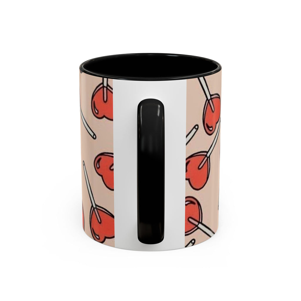 Valentines Heart Lollipop Accent Coffee Mug — Cute Valentine Candy Pattern (11/15oz)